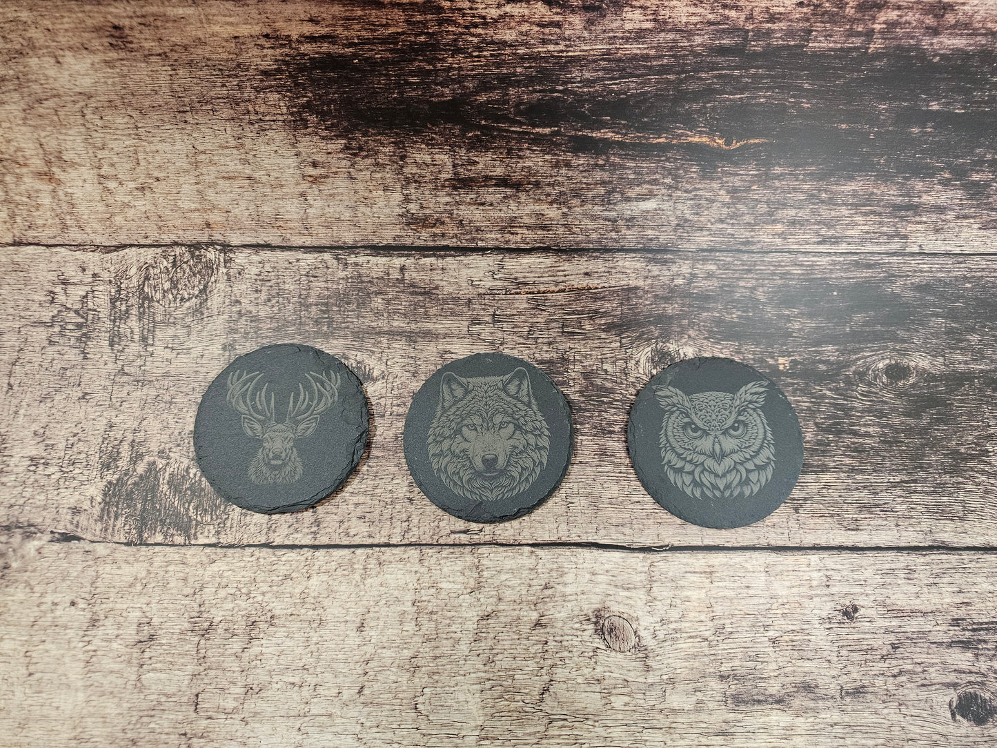 Set of 4 Slate Coasters with Your Choice of Engraved Images