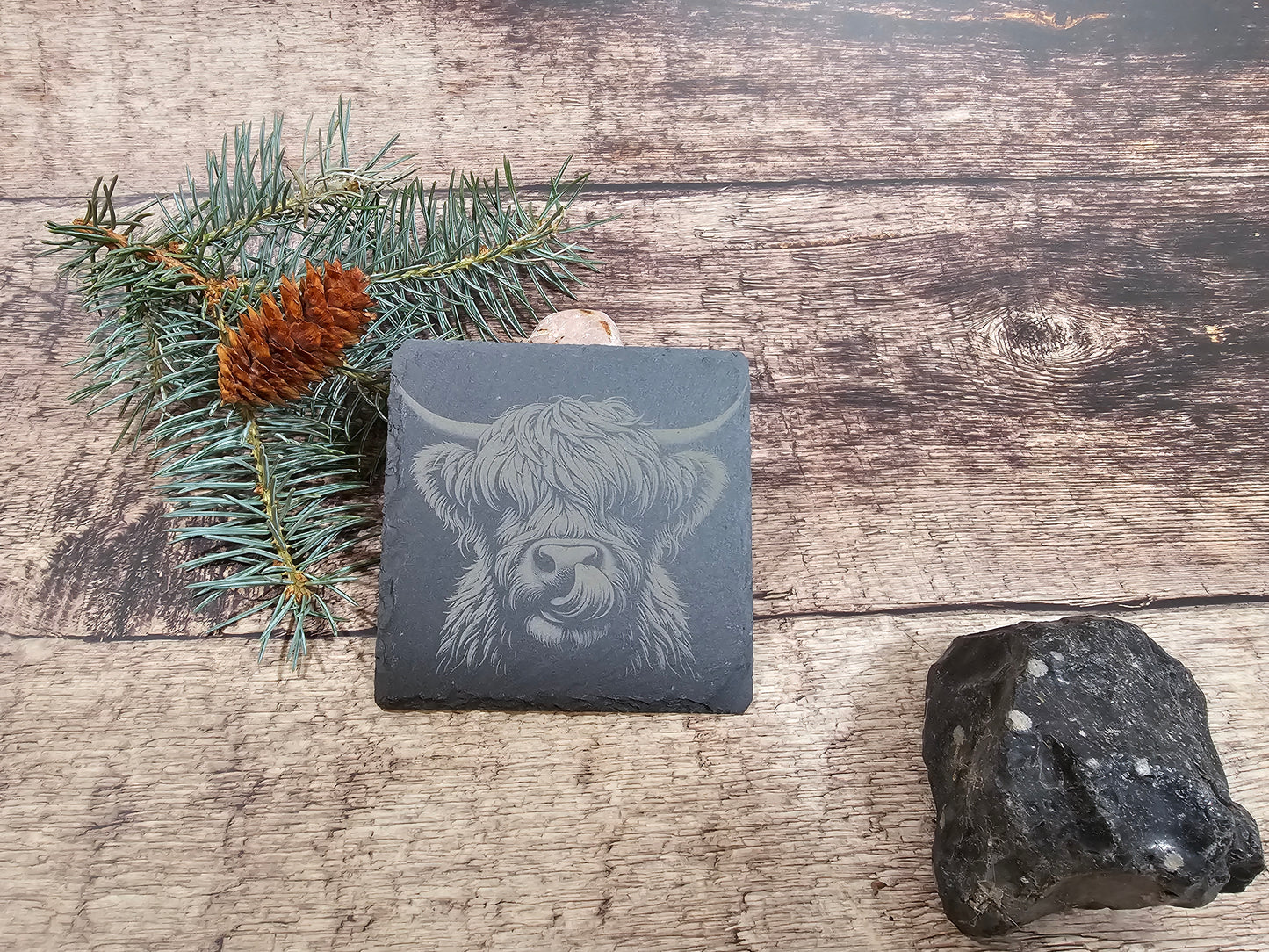 Set of 4 Slate Coasters with Your Choice of Engraved Images