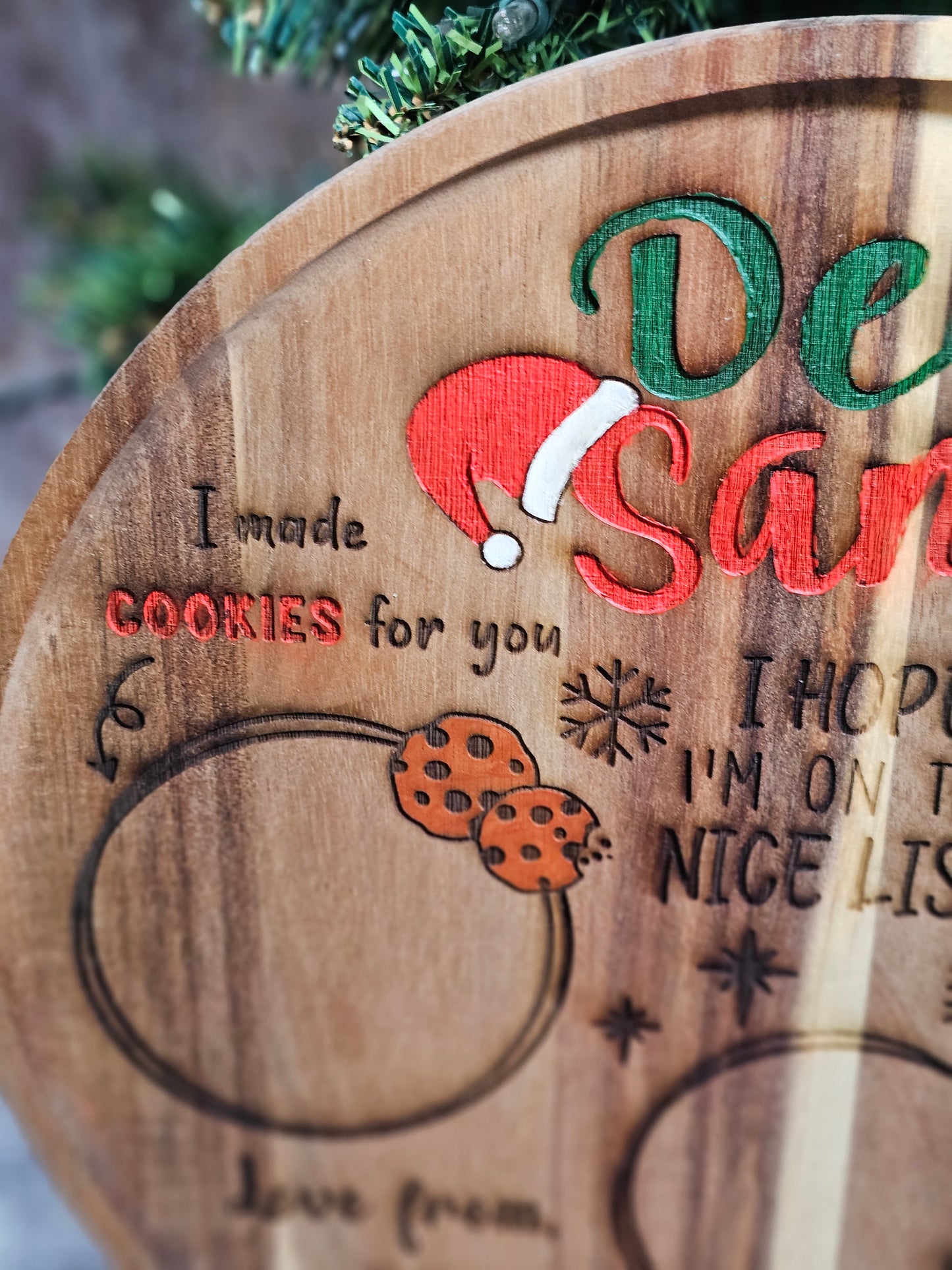 Round Christmas Serving Board - Milk and Cookies for Santa