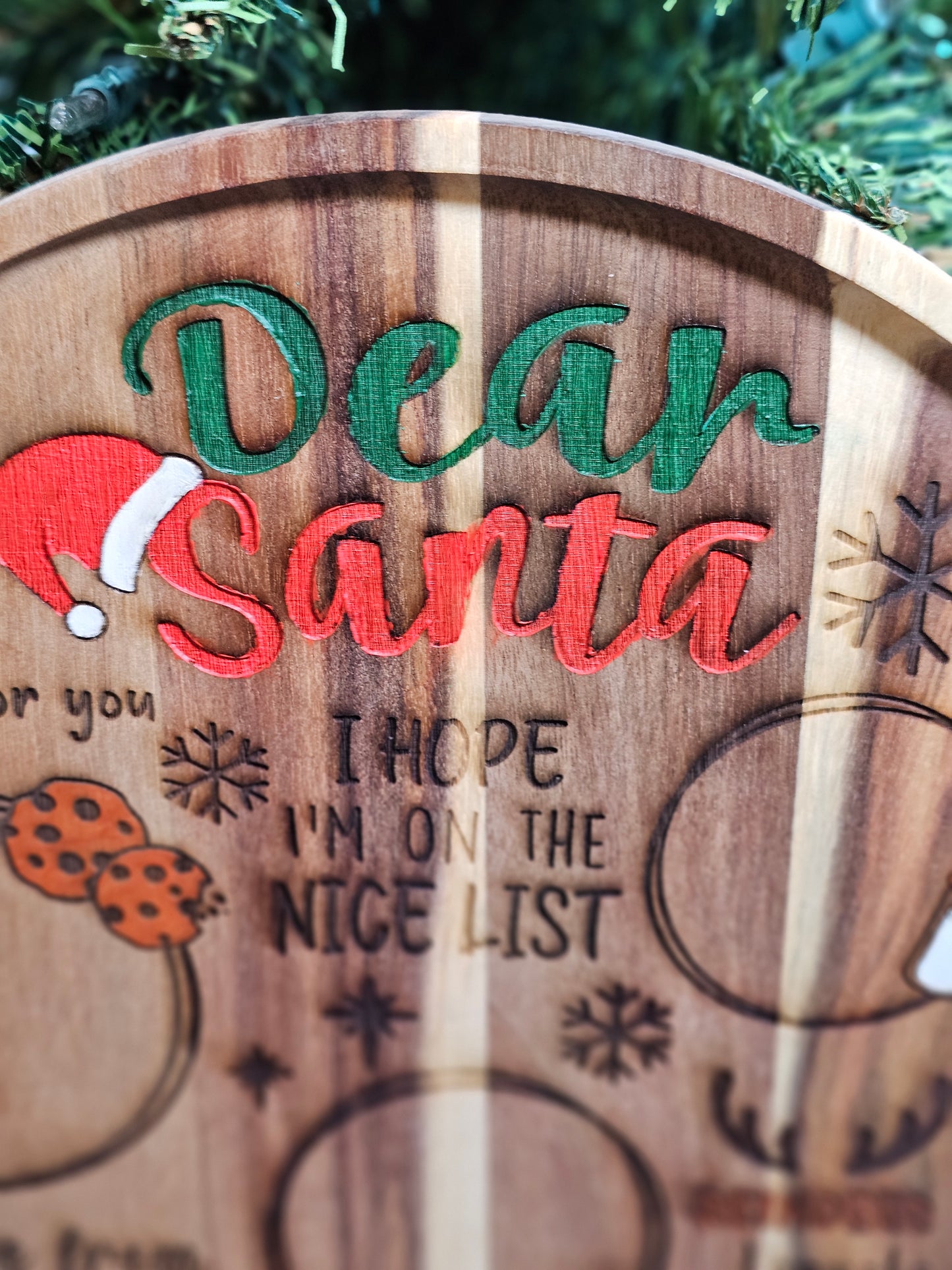 Round Christmas Serving Board - Milk and Cookies for Santa
