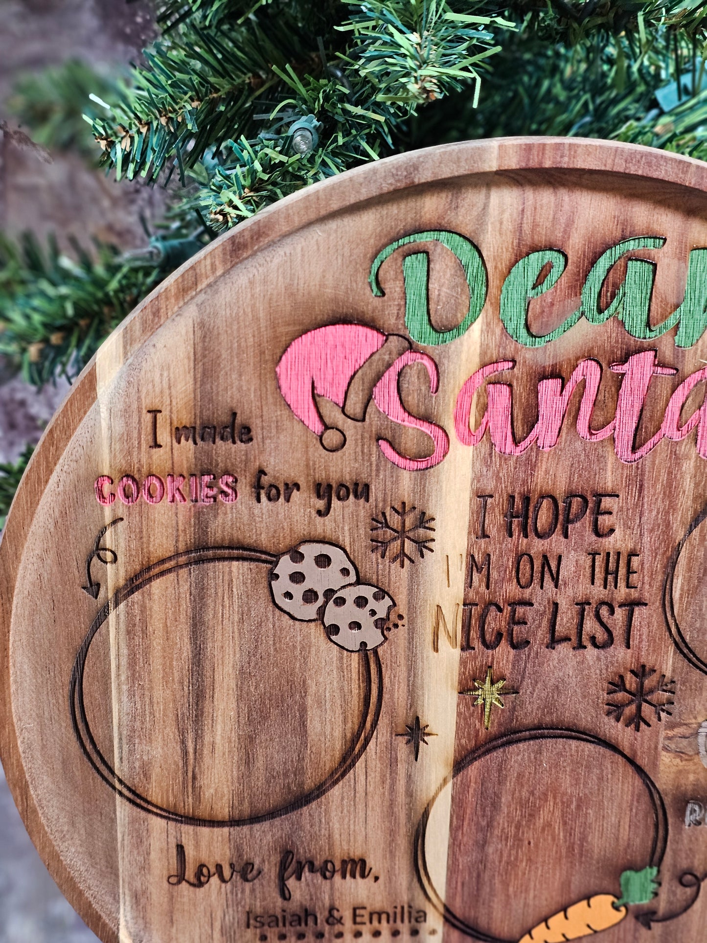 Round Christmas Serving Board - Milk and Cookies for Santa