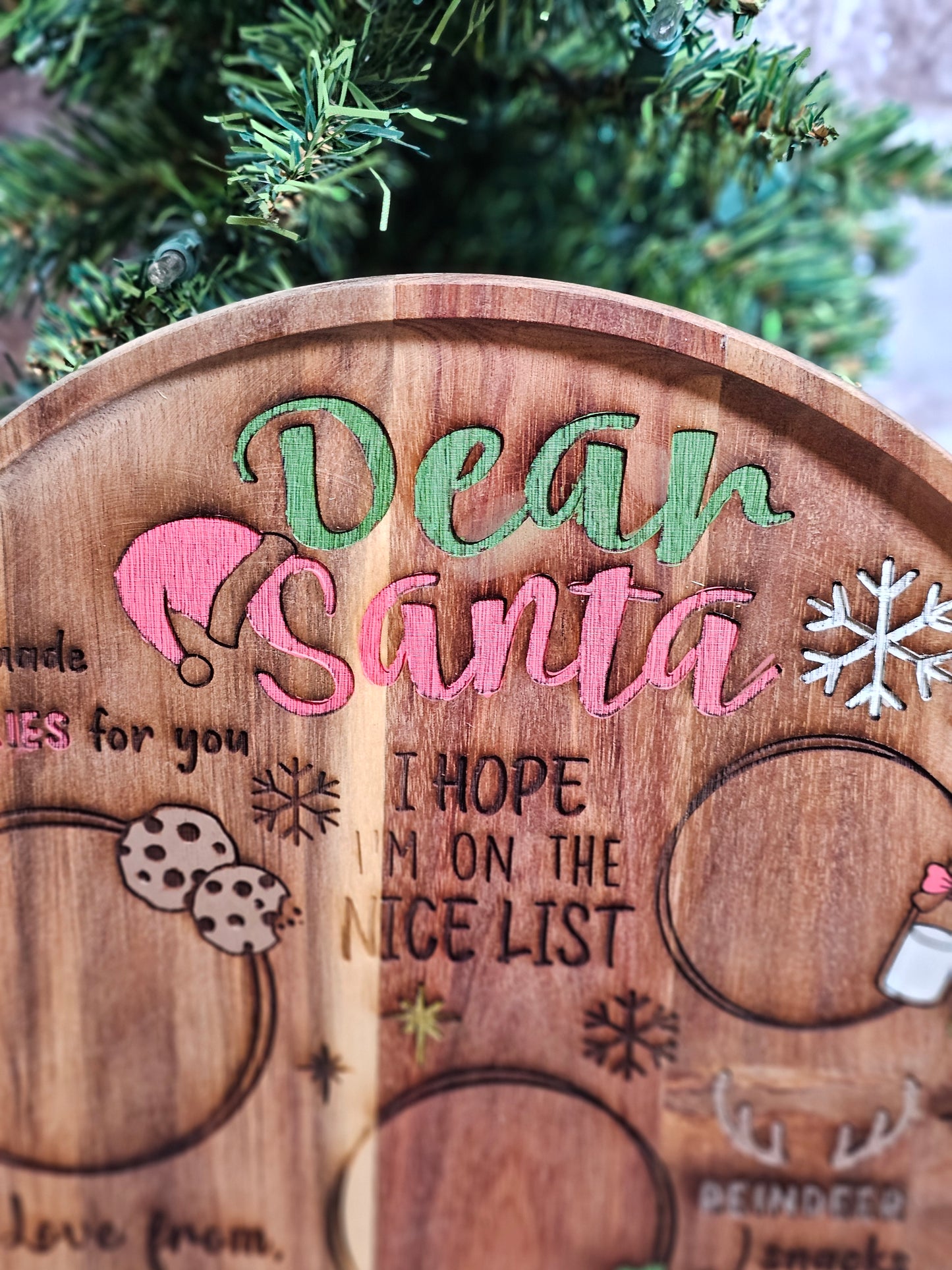 Round Christmas Serving Board - Milk and Cookies for Santa