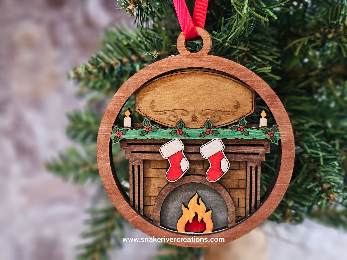 Personalized Fireplace Keepsake Family Ornament