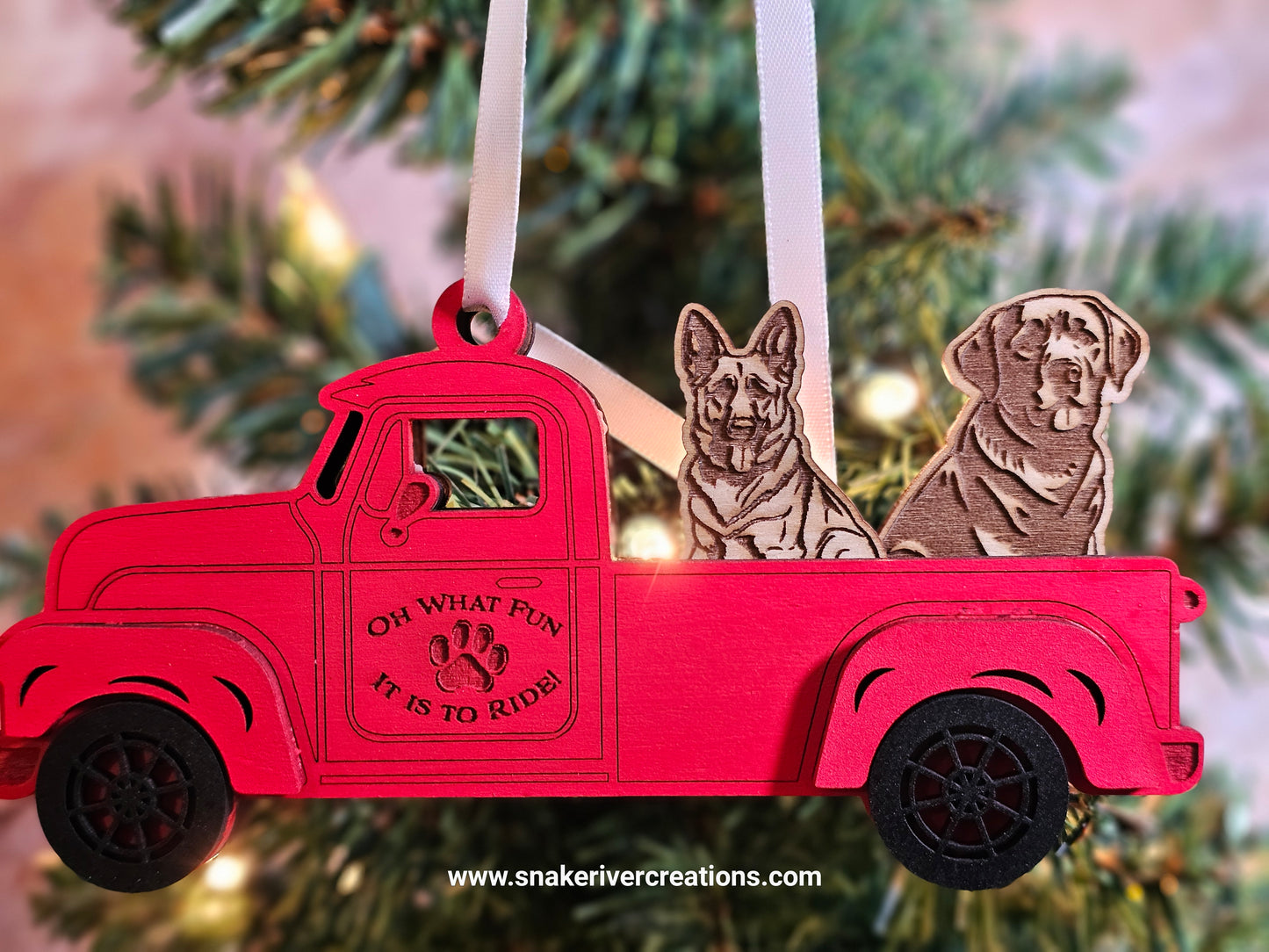 Old Trucks with Dogs in the Back Ornament - Up to 3 dogs in a truck