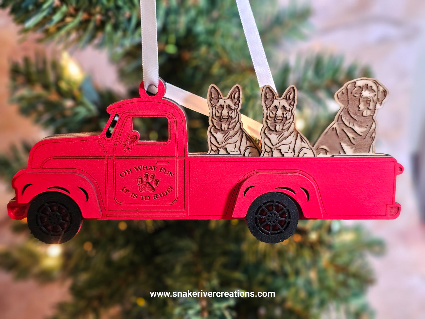 Old Trucks with Dogs in the Back Ornament - Up to 3 dogs in a truck