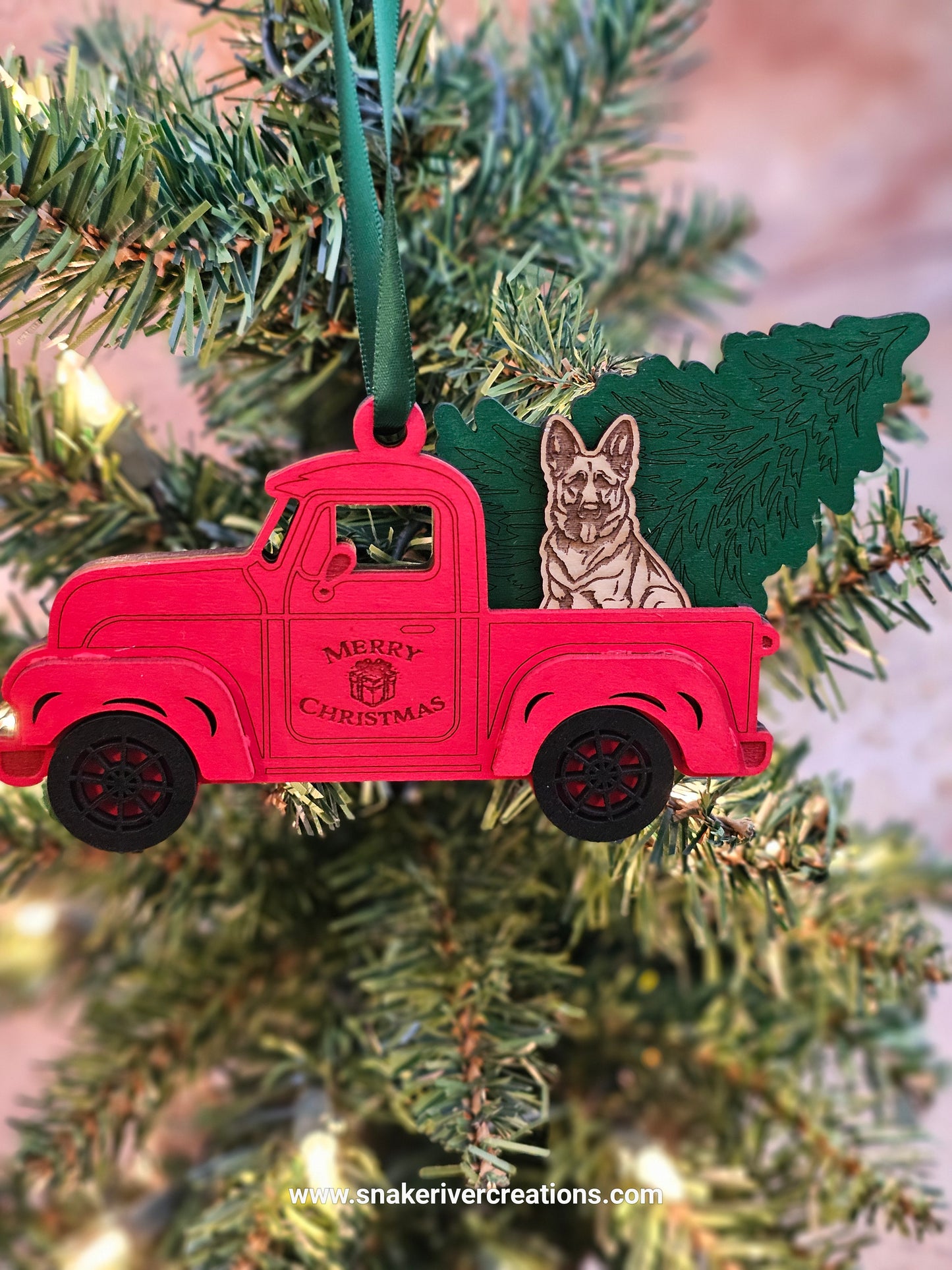 Old Trucks with Dogs in the Back Ornament - Up to 3 dogs in a truck