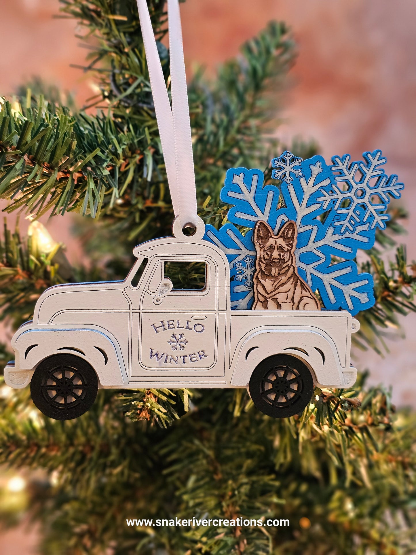 Old Trucks with Dogs in the Back Ornament - Up to 3 dogs in a truck