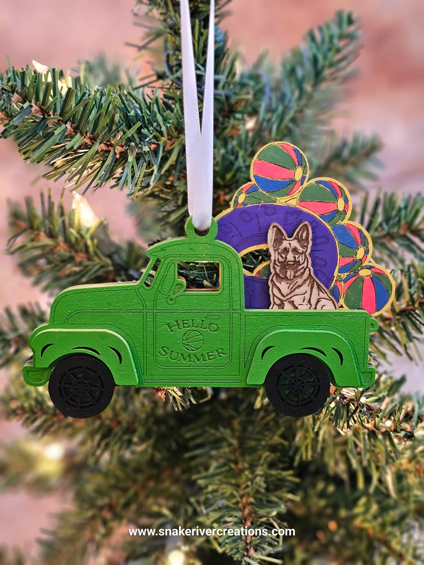 Old Trucks with Dogs in the Back Ornament - Up to 3 dogs in a truck