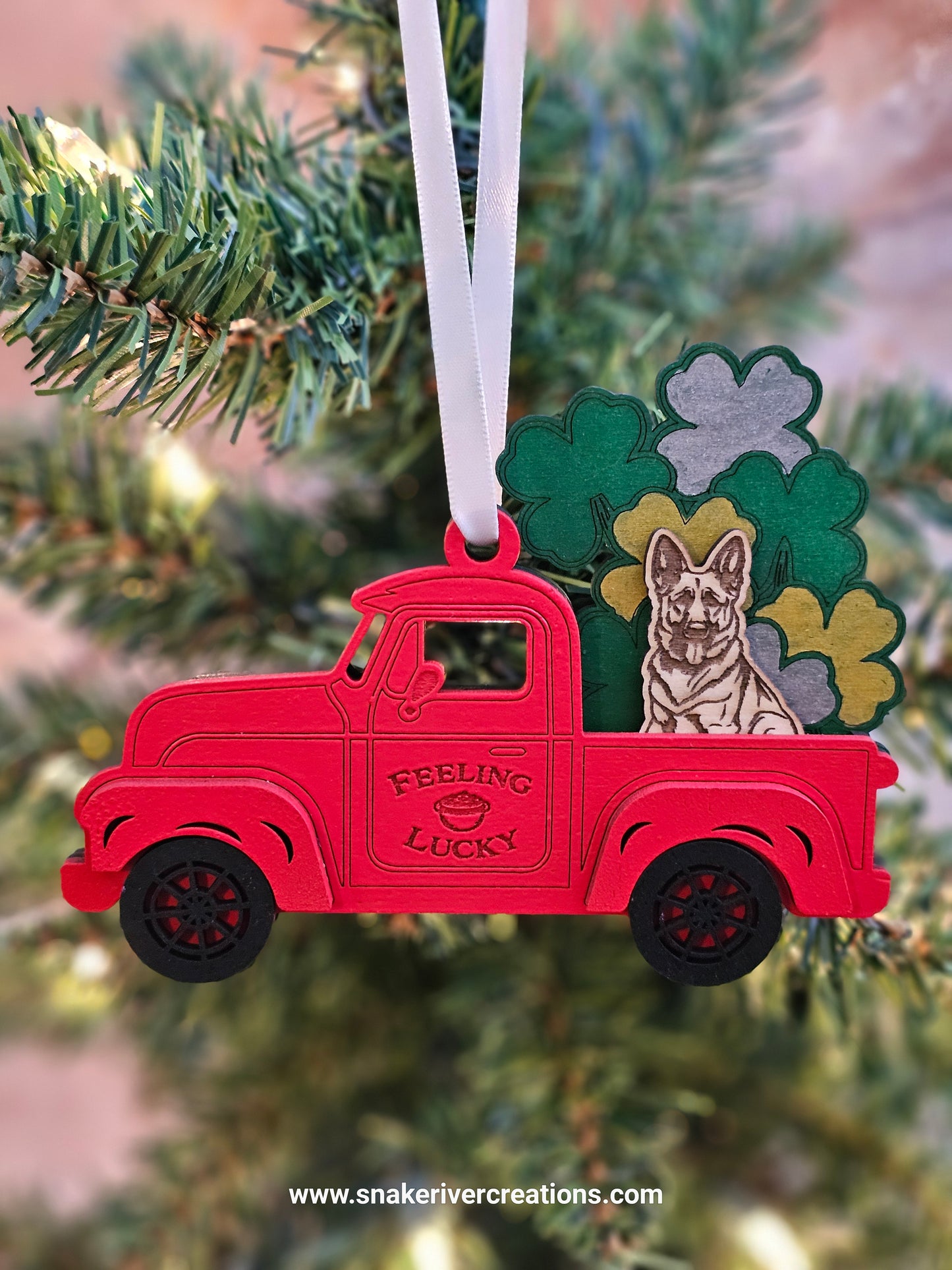 Old Trucks with Dogs in the Back Ornament - Up to 3 dogs in a truck