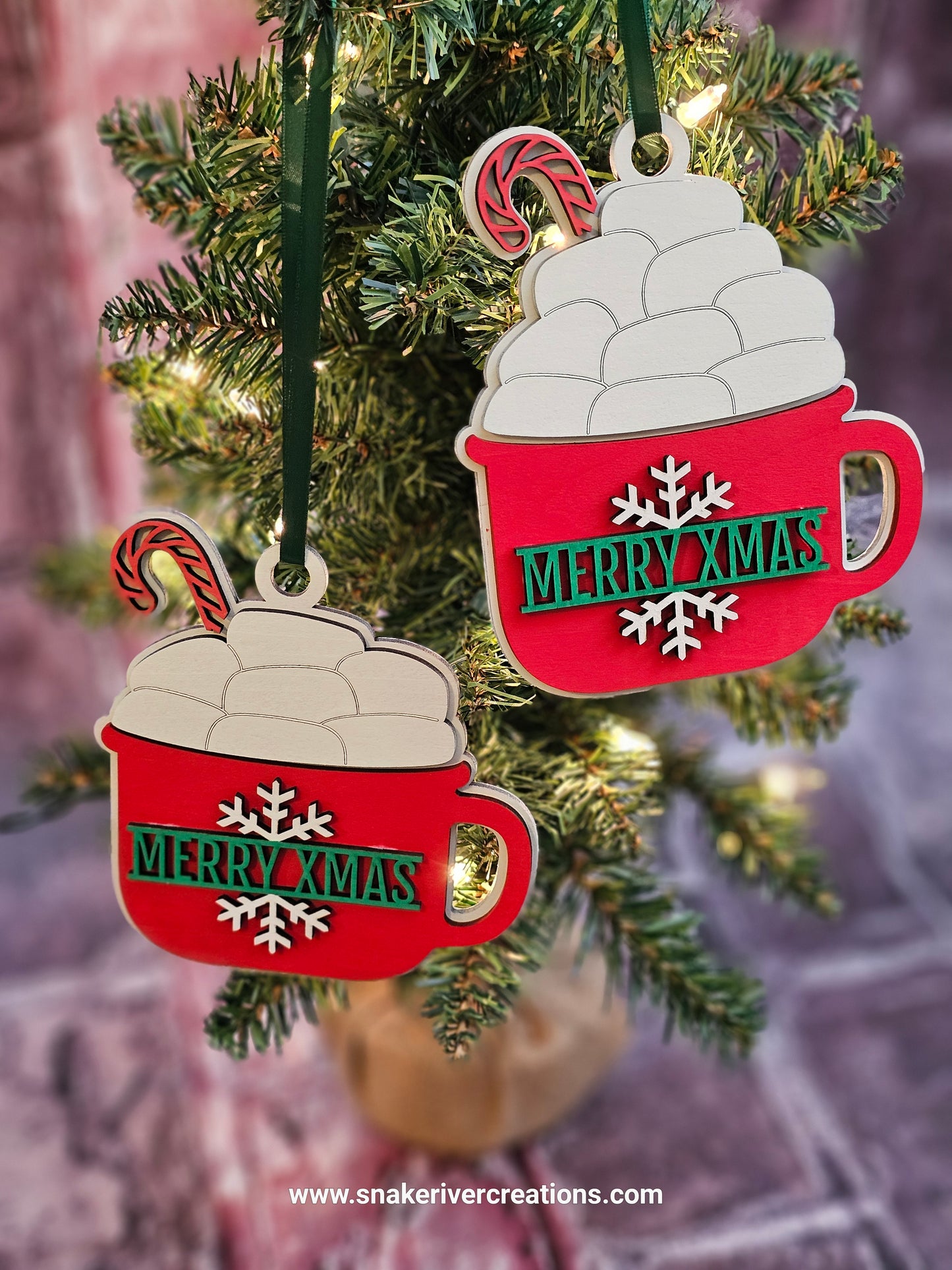 Personalized Hot Cocoa Christmas Ornament Engravable from 2 to 11 Names