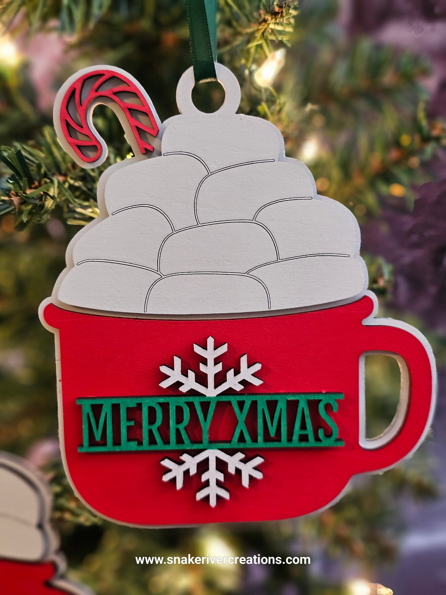 Personalized Hot Cocoa Christmas Ornament Engravable from 2 to 11 Names