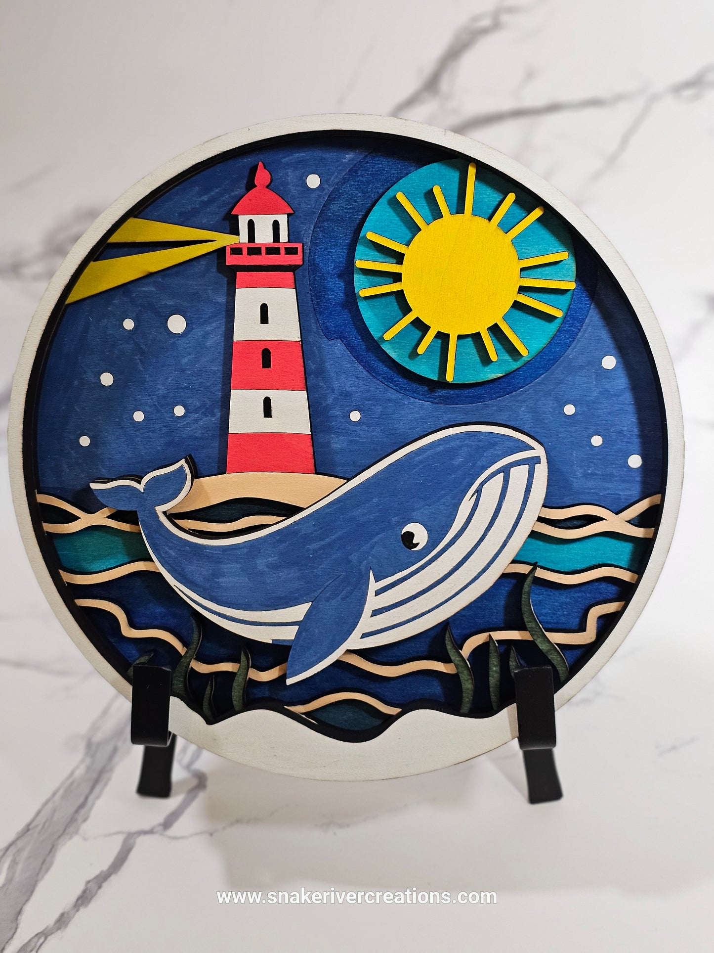 Nautical Whale, Lighthouse Wall or Door Sign