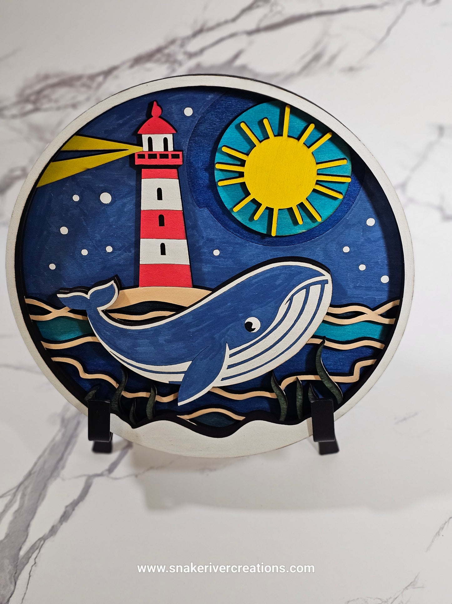 Nautical Whale, Lighthouse Wall or Door Sign
