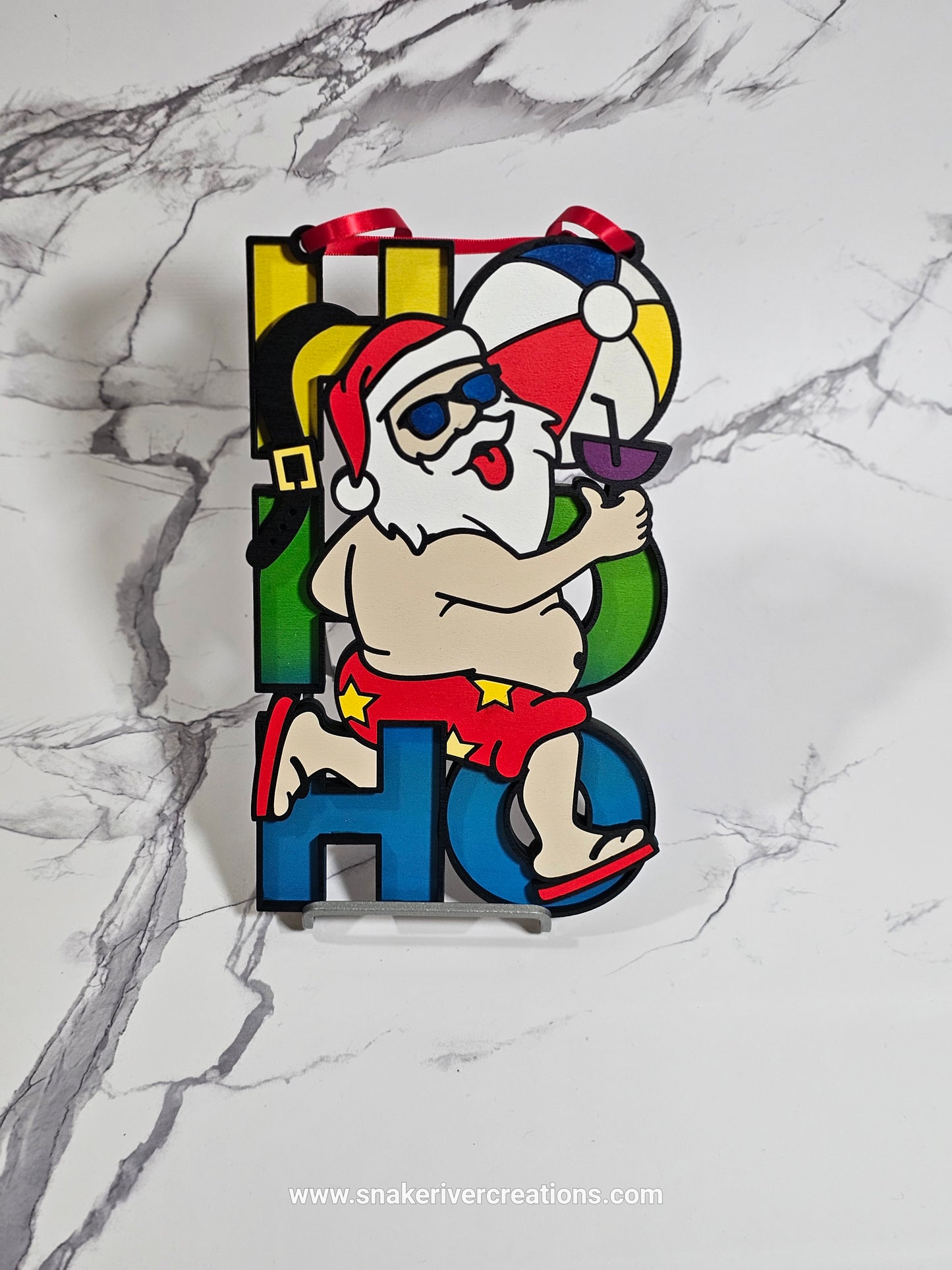 HO HO HO Summer Santa Sign - Door Hanger