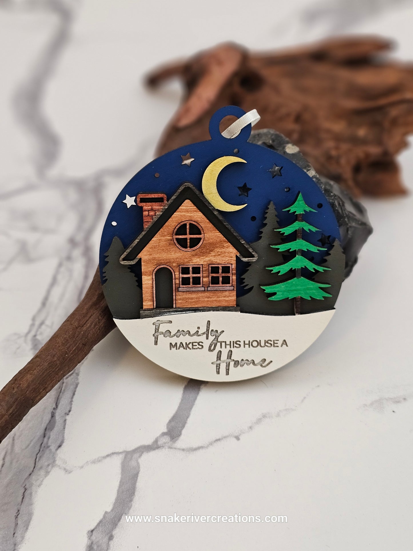 Family Makes This House a Home Ornament - Multi-Layer Hand Painted