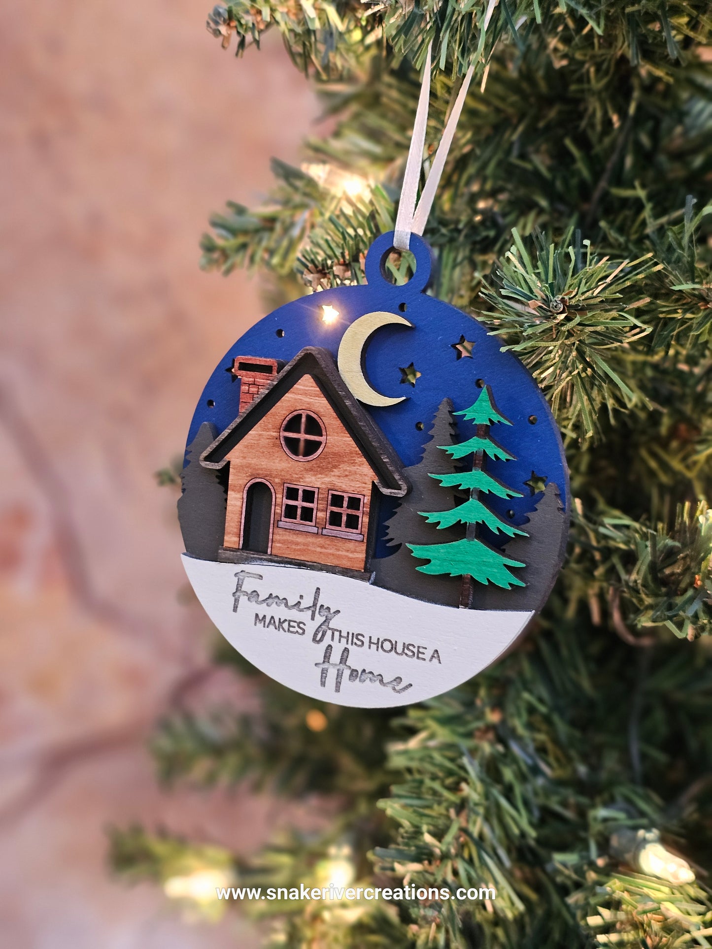 Family Makes This House a Home Ornament - Multi-Layer Hand Painted