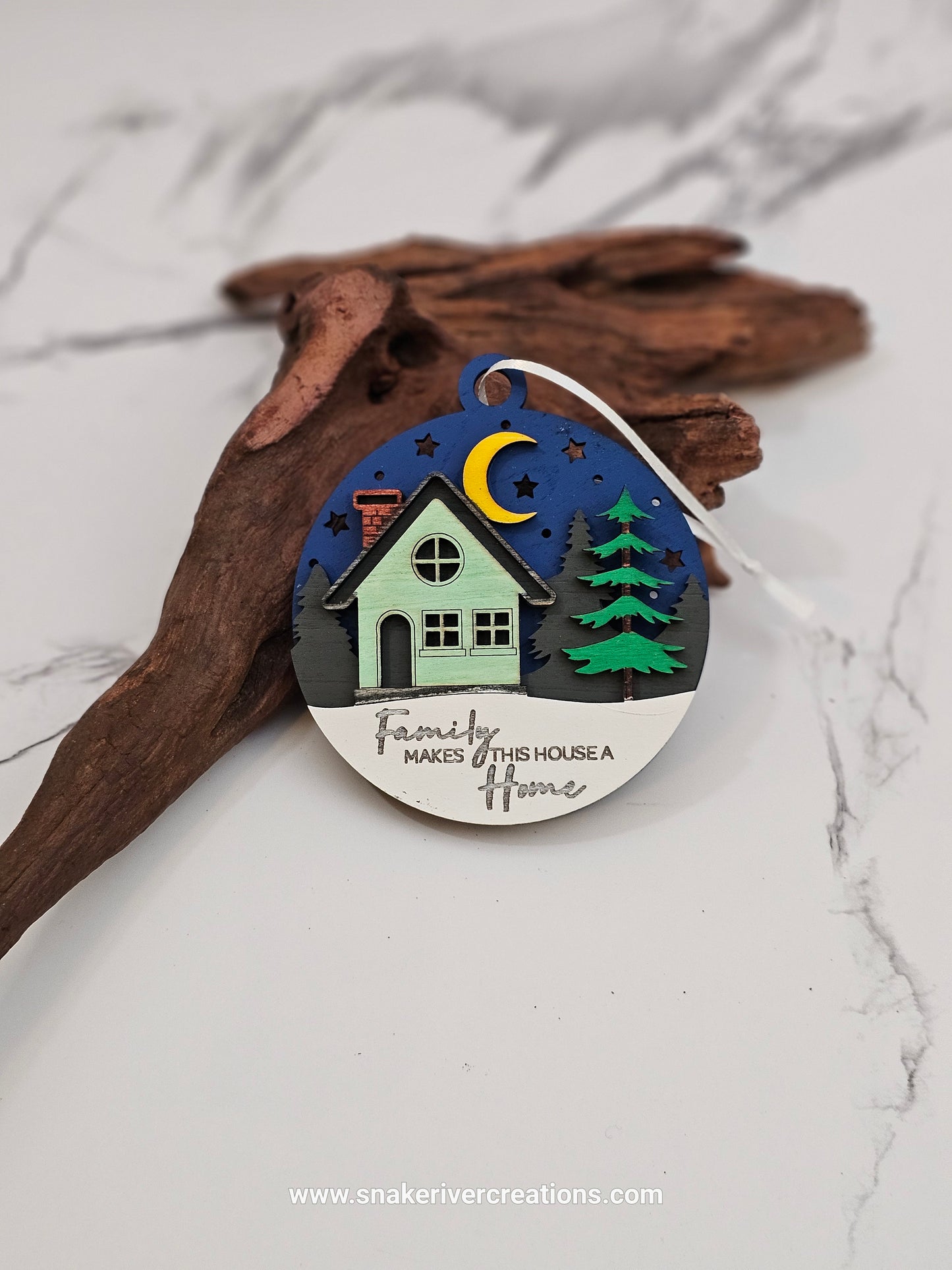 Family Makes This House a Home Ornament - Multi-Layer Hand Painted