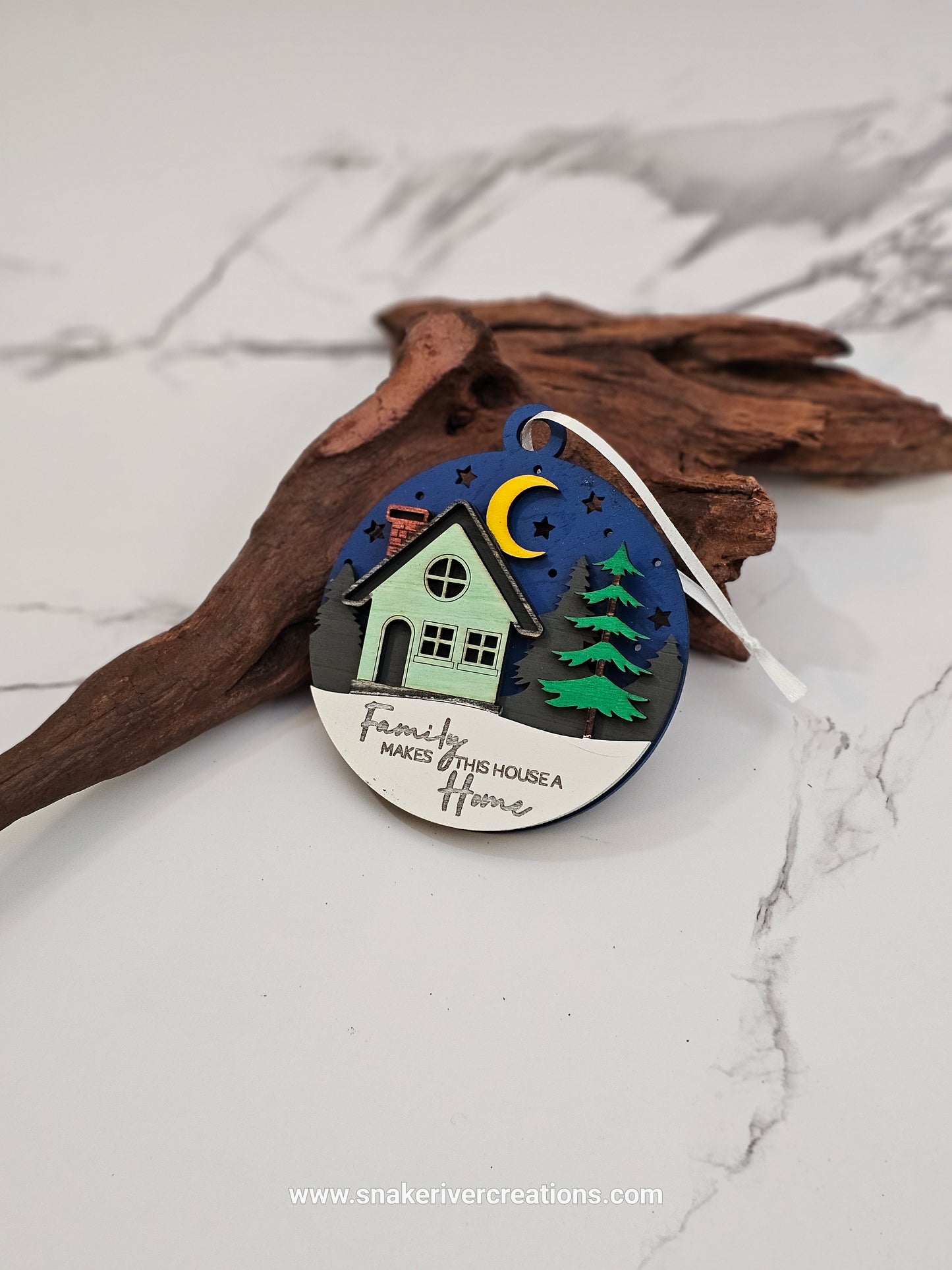 Family Makes This House a Home Ornament - Multi-Layer Hand Painted