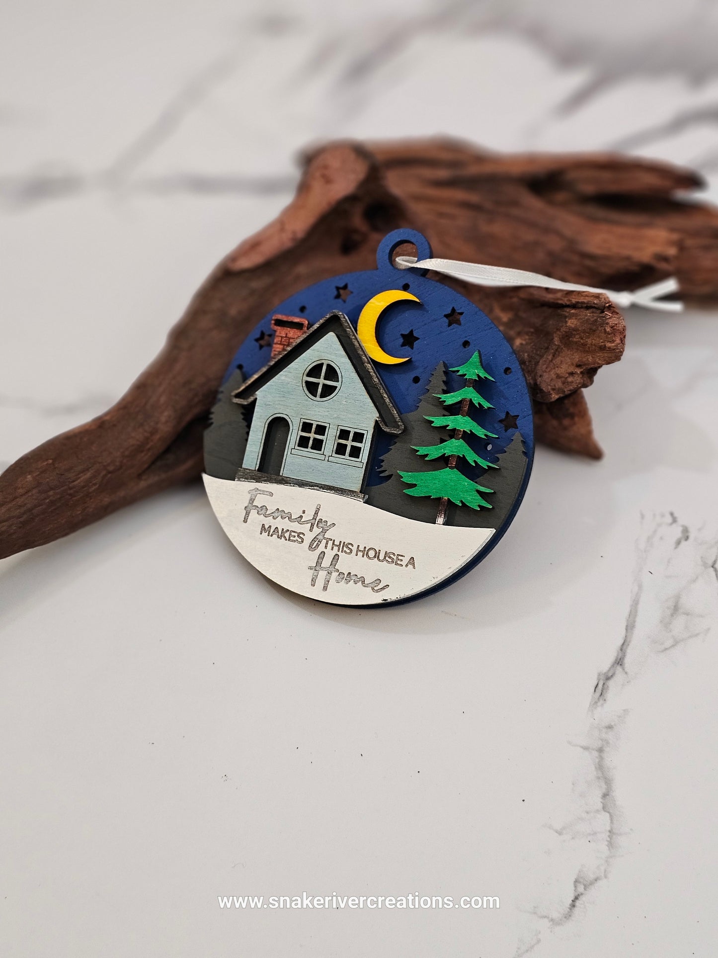 Family Makes This House a Home Ornament - Multi-Layer Hand Painted