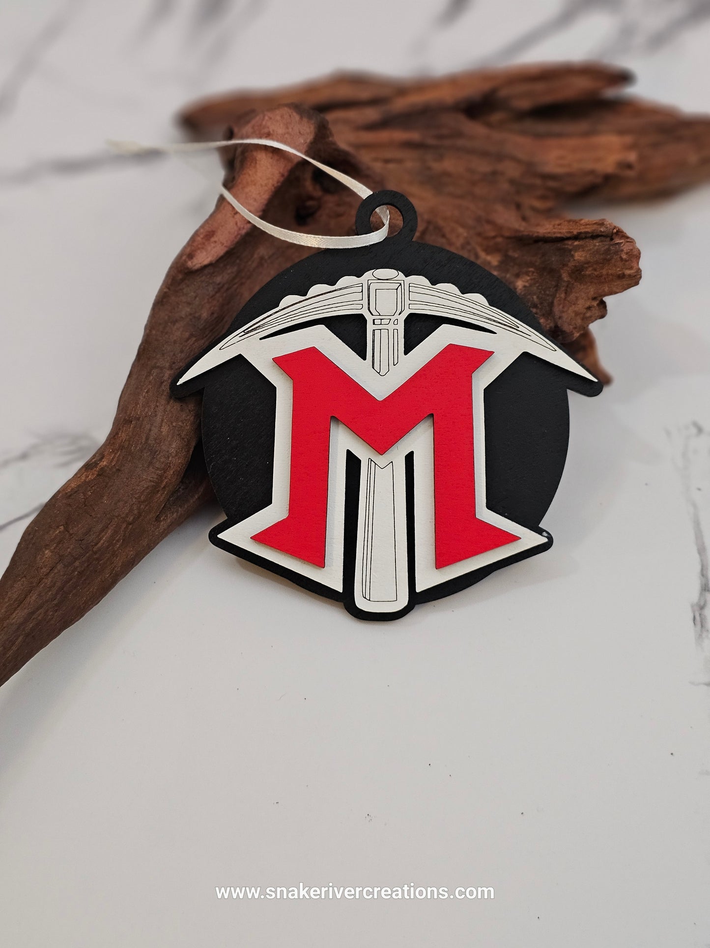 Mackay Miners Christmas Ornament - Mackay Idaho Schools - Hand Painted Laser Cut