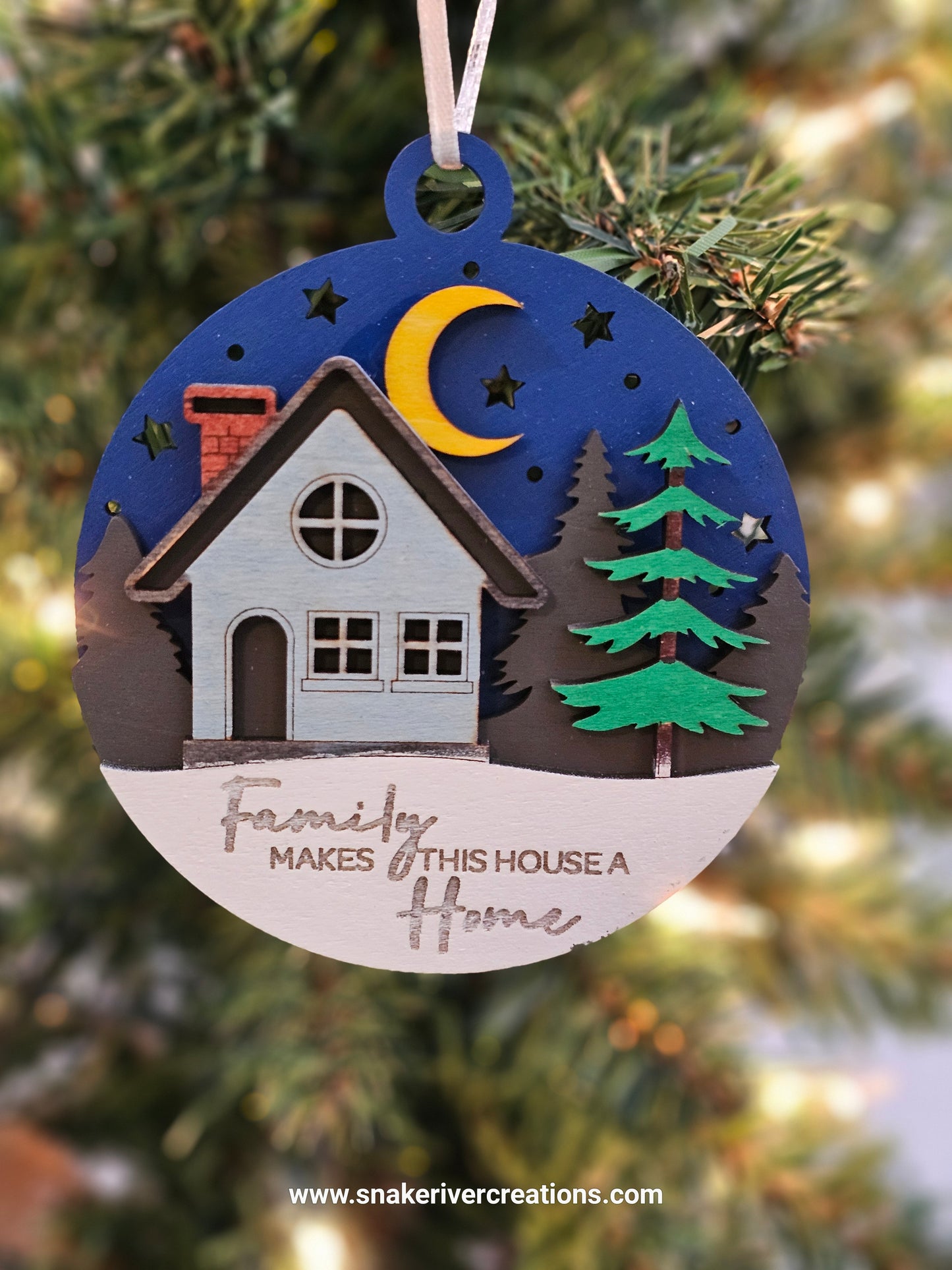Family Makes This House a Home Ornament - Multi-Layer Hand Painted