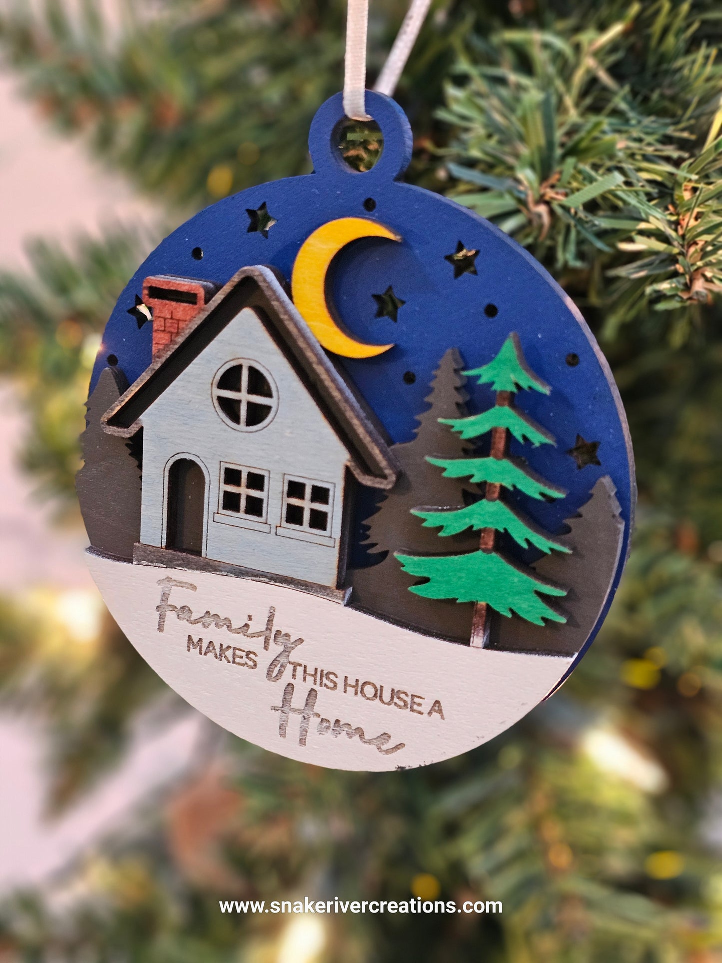 Family Makes This House a Home Ornament - Multi-Layer Hand Painted