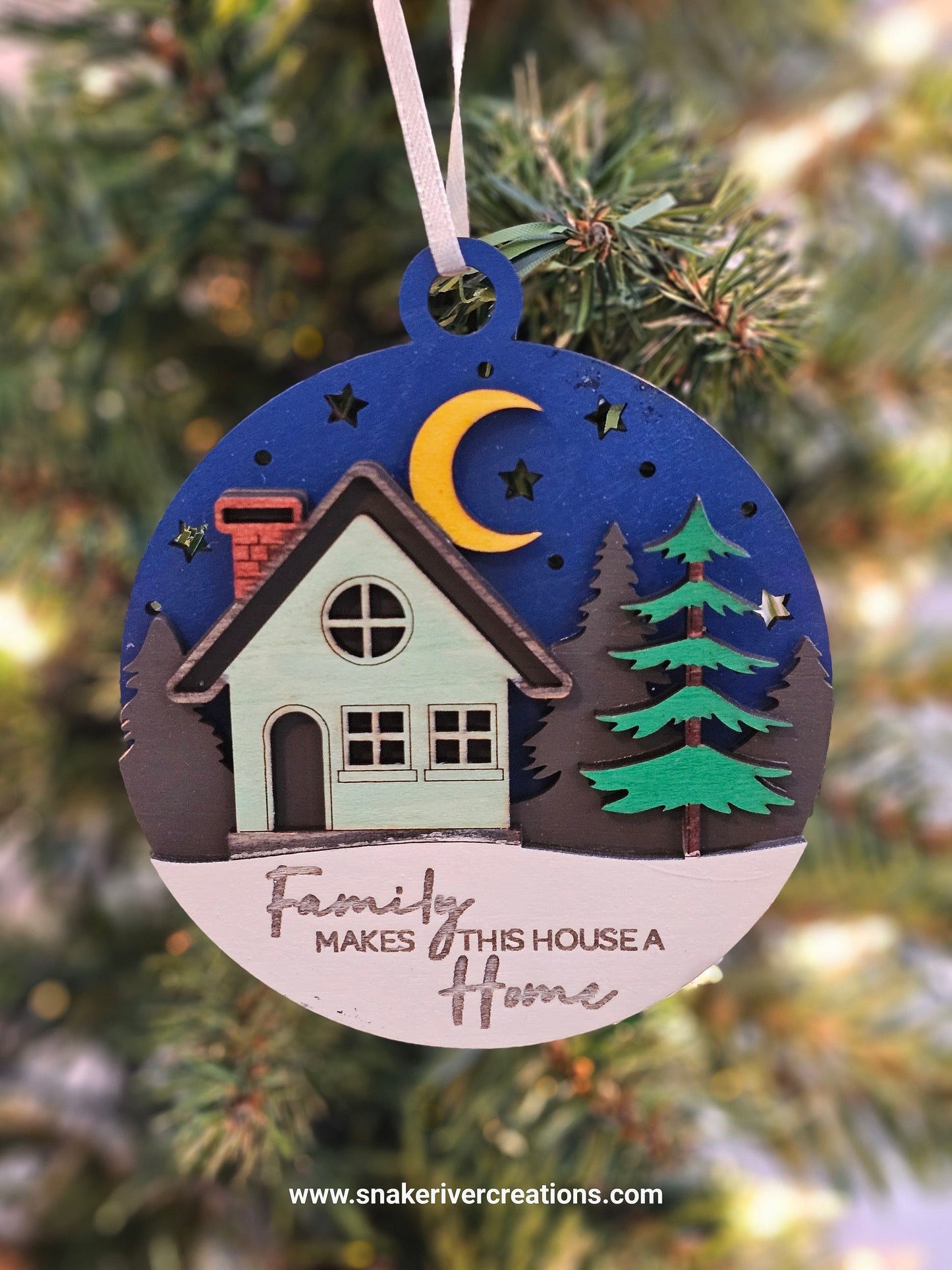 Family Makes This House a Home Ornament - Multi-Layer Hand Painted