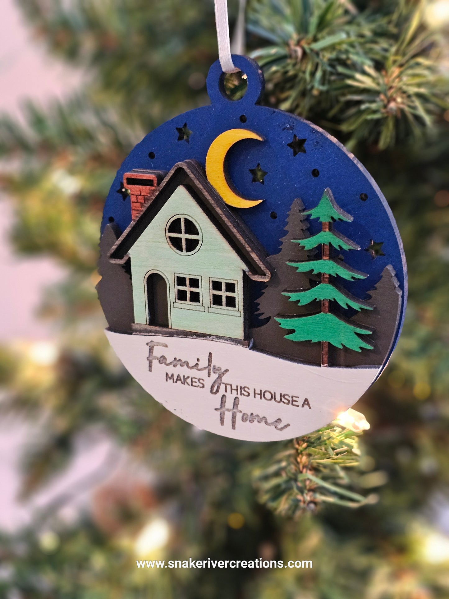 Family Makes This House a Home Ornament - Multi-Layer Hand Painted