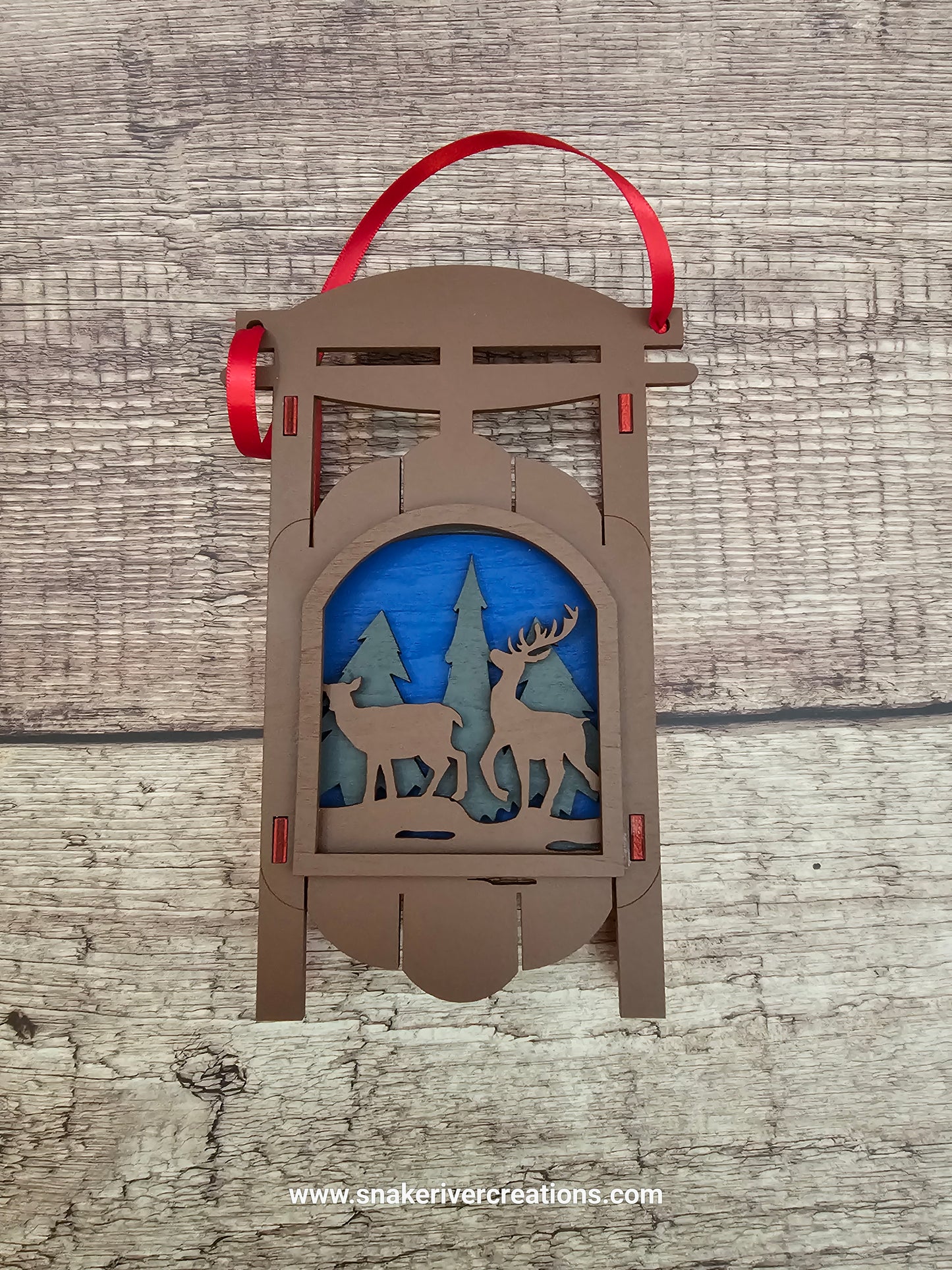 3D Layered Collectors Wild Animal Sled Ornaments