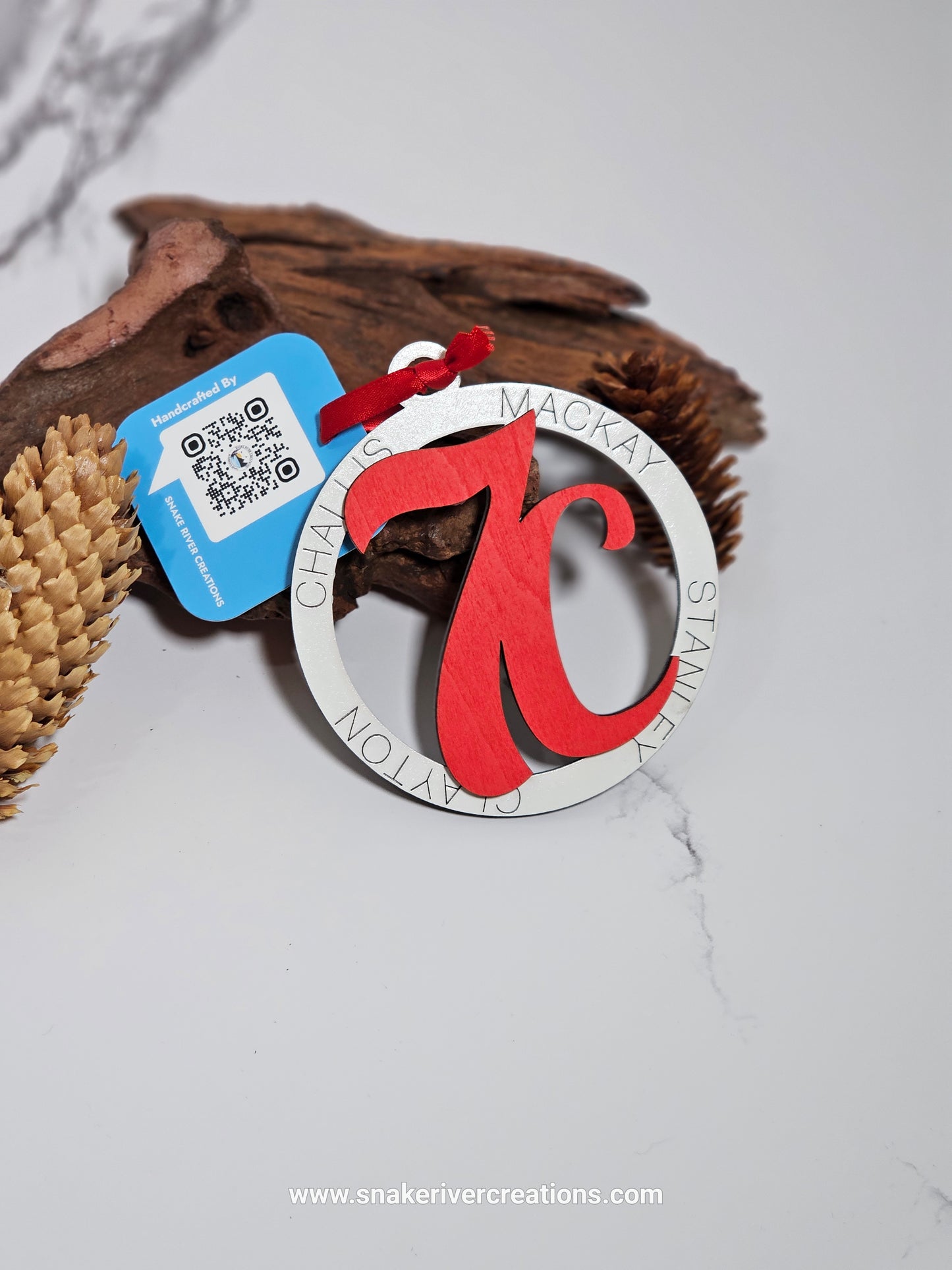 Custer County Idaho 7C Hand Painted Keepsake Ornament - Challis, Clayton, Mackay and Stanley