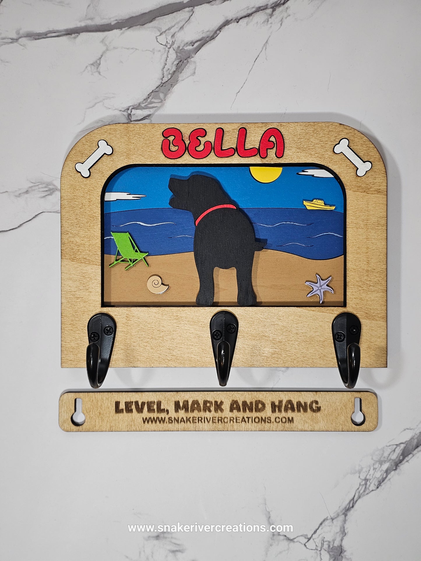 1 to 3 Dog Leash Holder - Multiple Backgrounds and Dogs to Choose