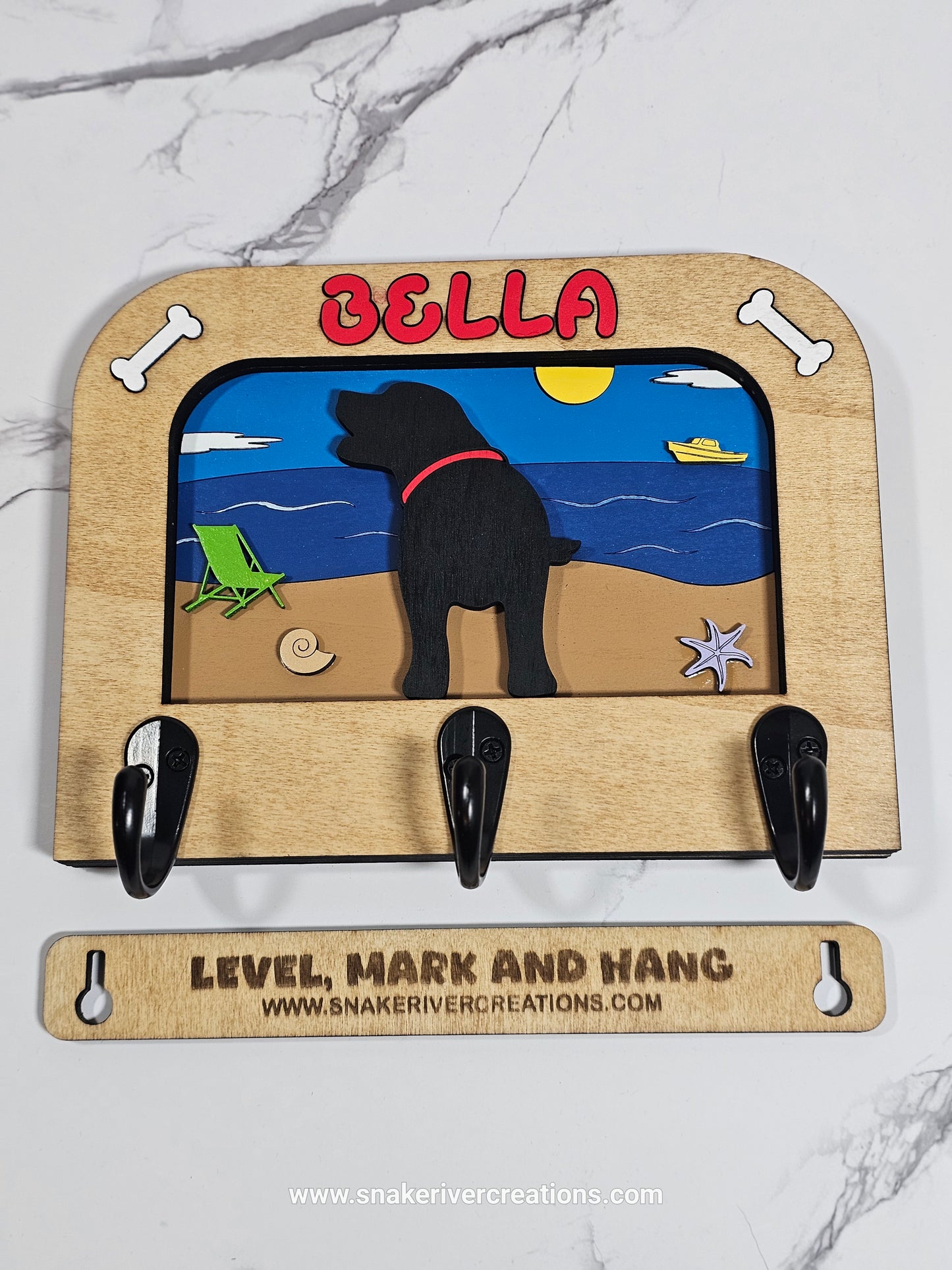 1 to 3 Dog Leash Holder - Multiple Backgrounds and Dogs to Choose