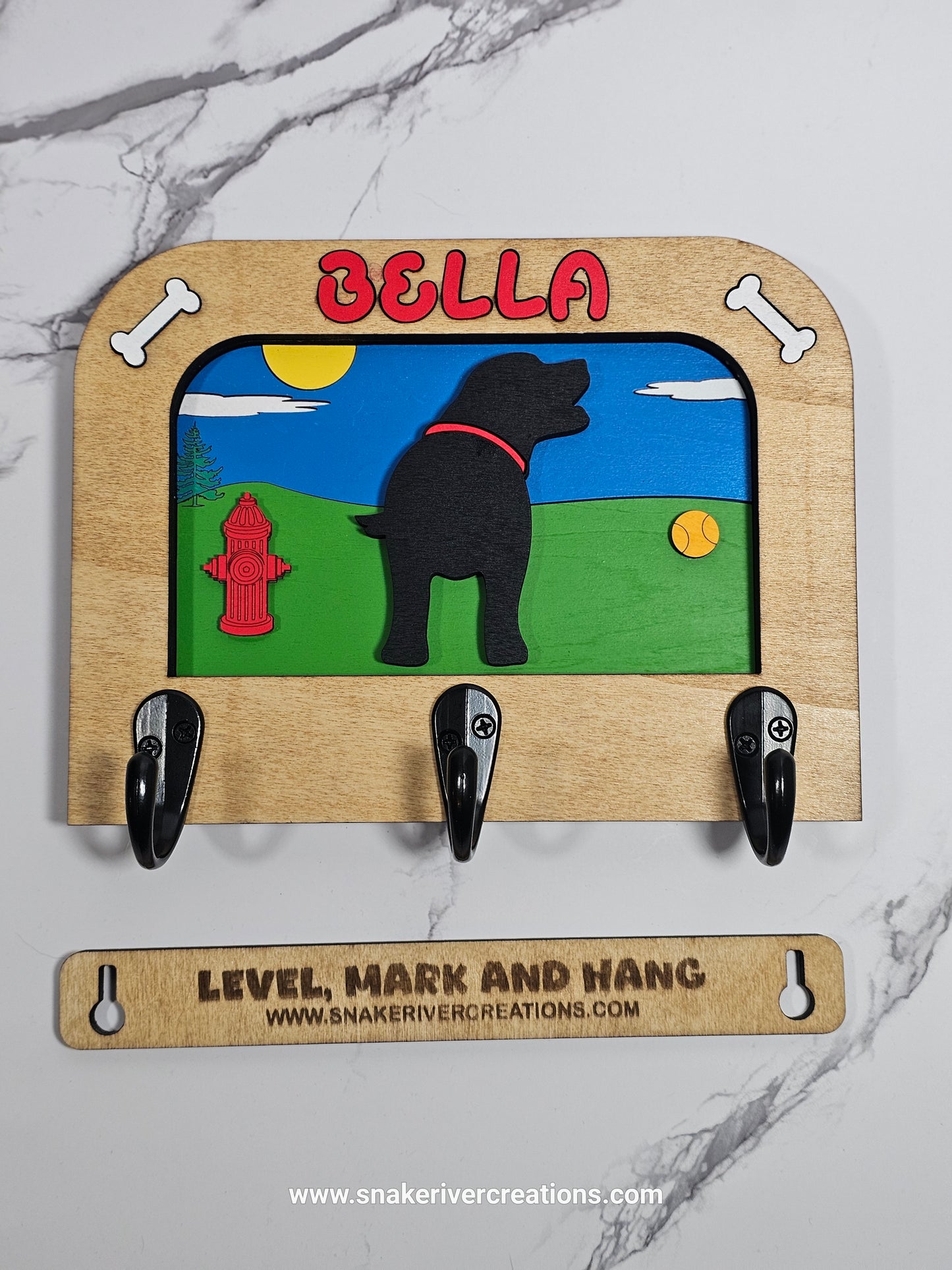 1 to 3 Dog Leash Holder - Multiple Backgrounds and Dogs to Choose