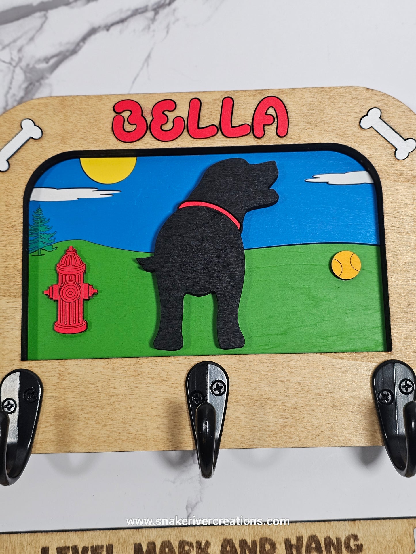 1 to 3 Dog Leash Holder - Multiple Backgrounds and Dogs to Choose