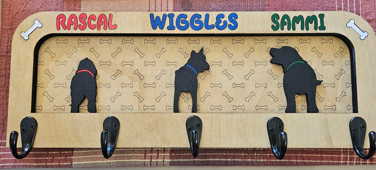 1 to 3 Dog Leash Holder - Multiple Backgrounds and Dogs to Choose