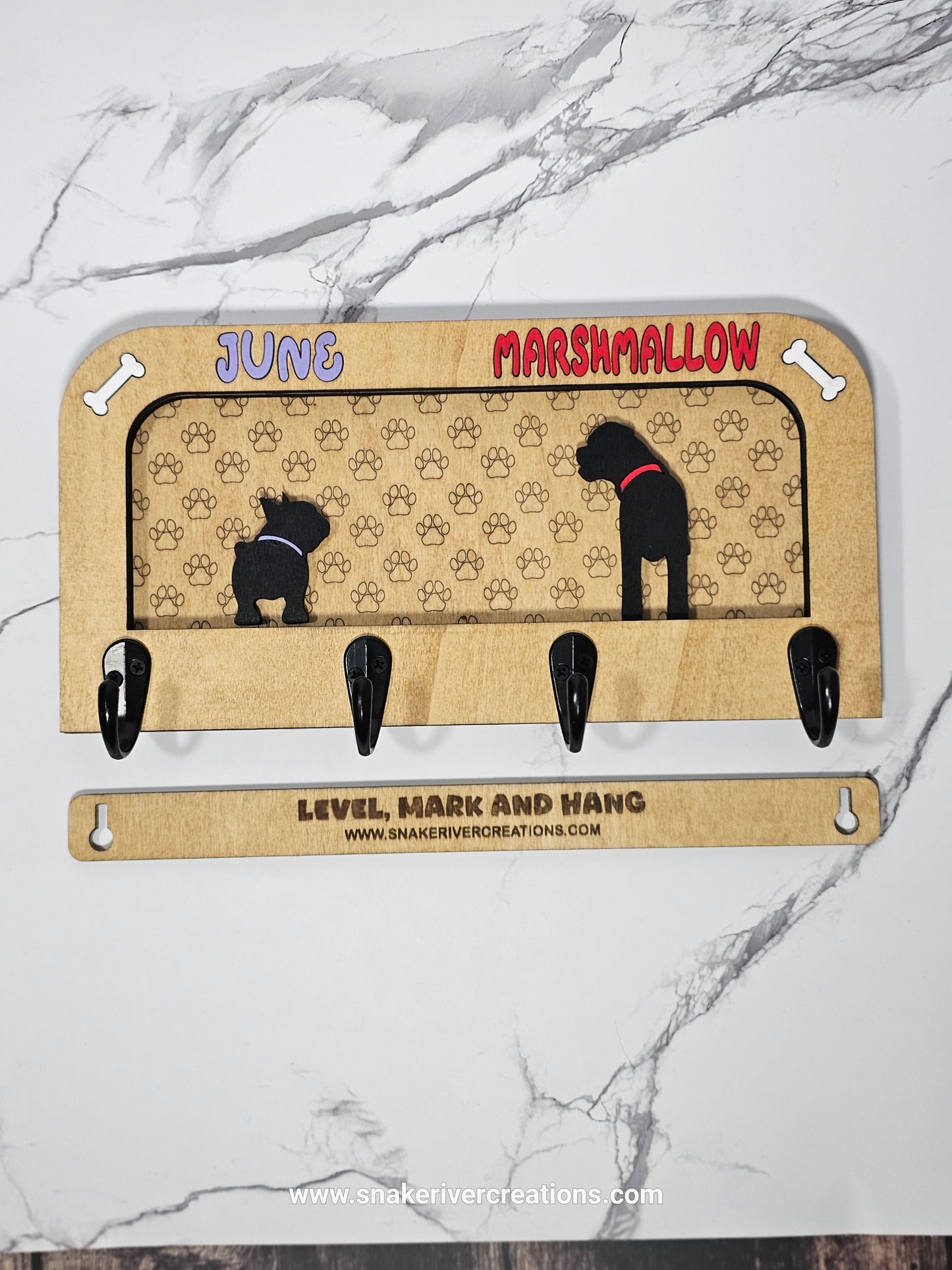 1 to 3 Dog Leash Holder - Multiple Backgrounds and Dogs to Choose