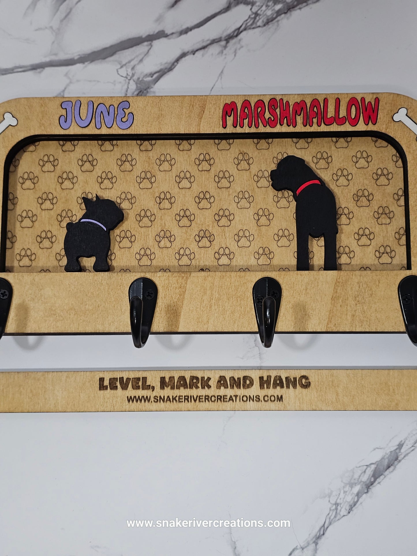 1 to 3 Dog Leash Holder - Multiple Backgrounds and Dogs to Choose