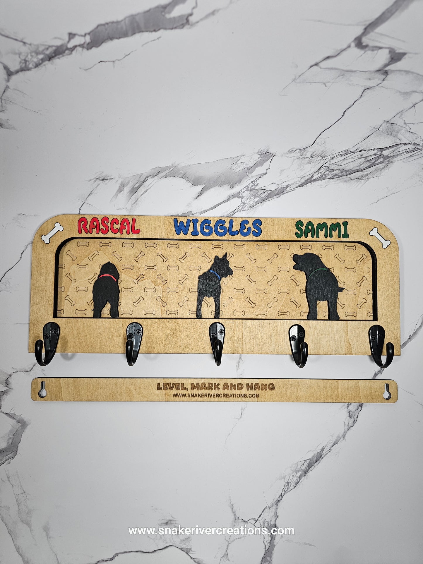 1 to 3 Dog Leash Holder - Multiple Backgrounds and Dogs to Choose