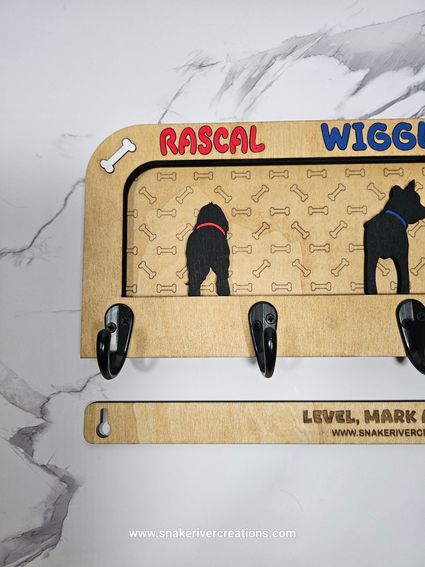 1 to 3 Dog Leash Holder - Multiple Backgrounds and Dogs to Choose