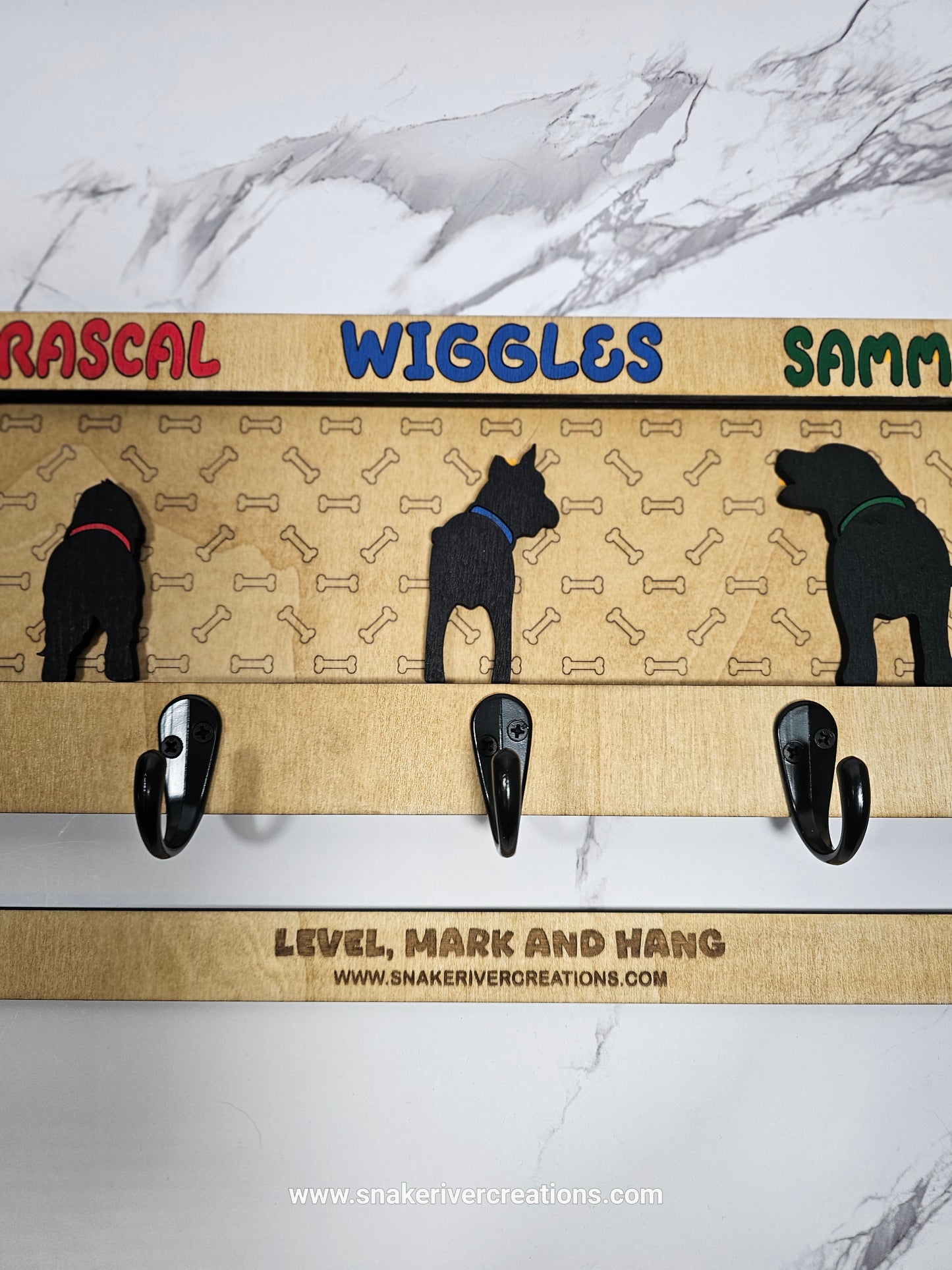 1 to 3 Dog Leash Holder - Multiple Backgrounds and Dogs to Choose