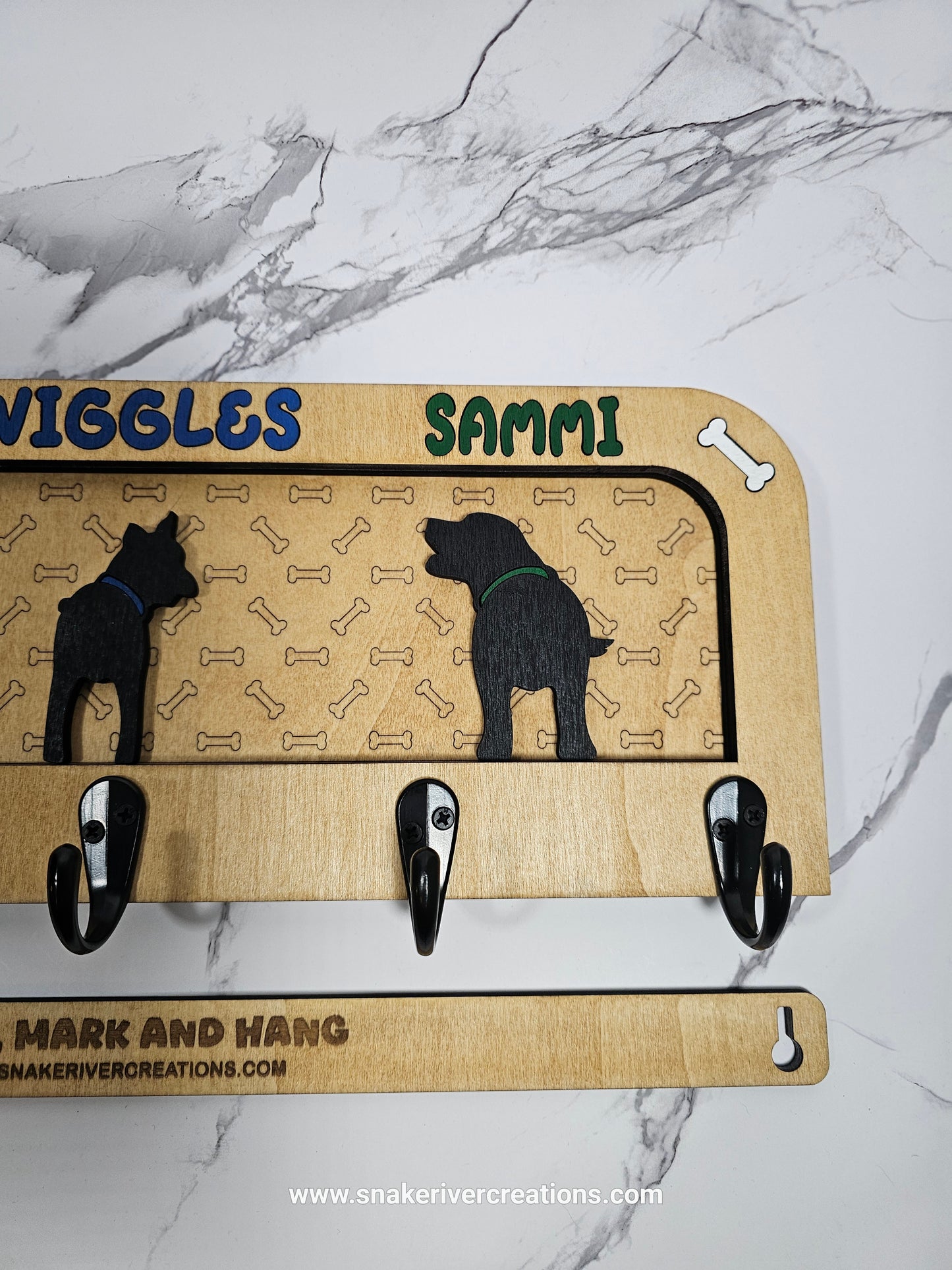 1 to 3 Dog Leash Holder - Multiple Backgrounds and Dogs to Choose
