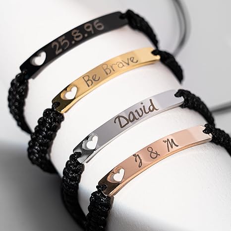 Adjustable Bracelets with Engravable Stainless Steel Tags