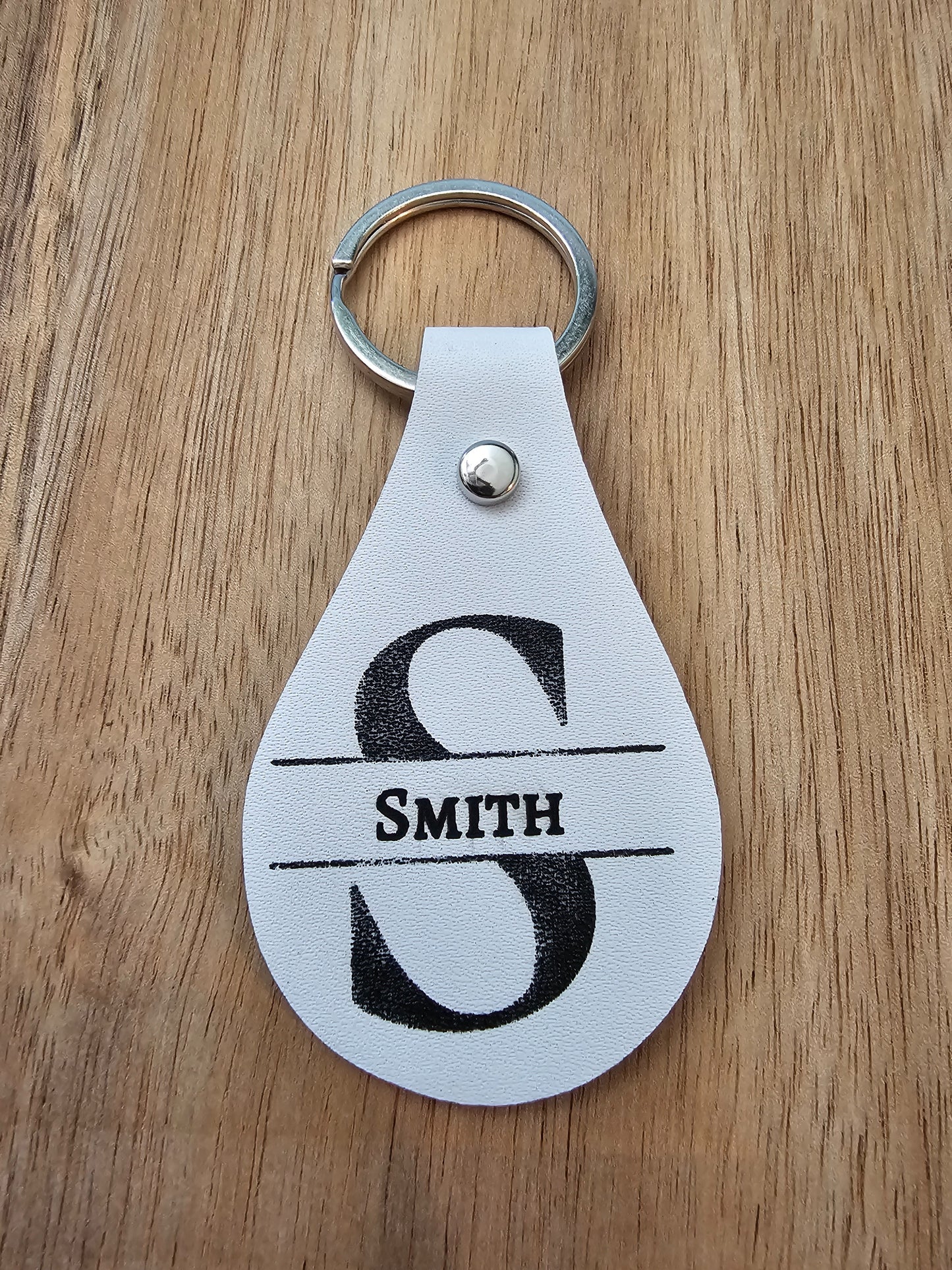 Leather Tear Drop Keychain with Laser Engraved Image