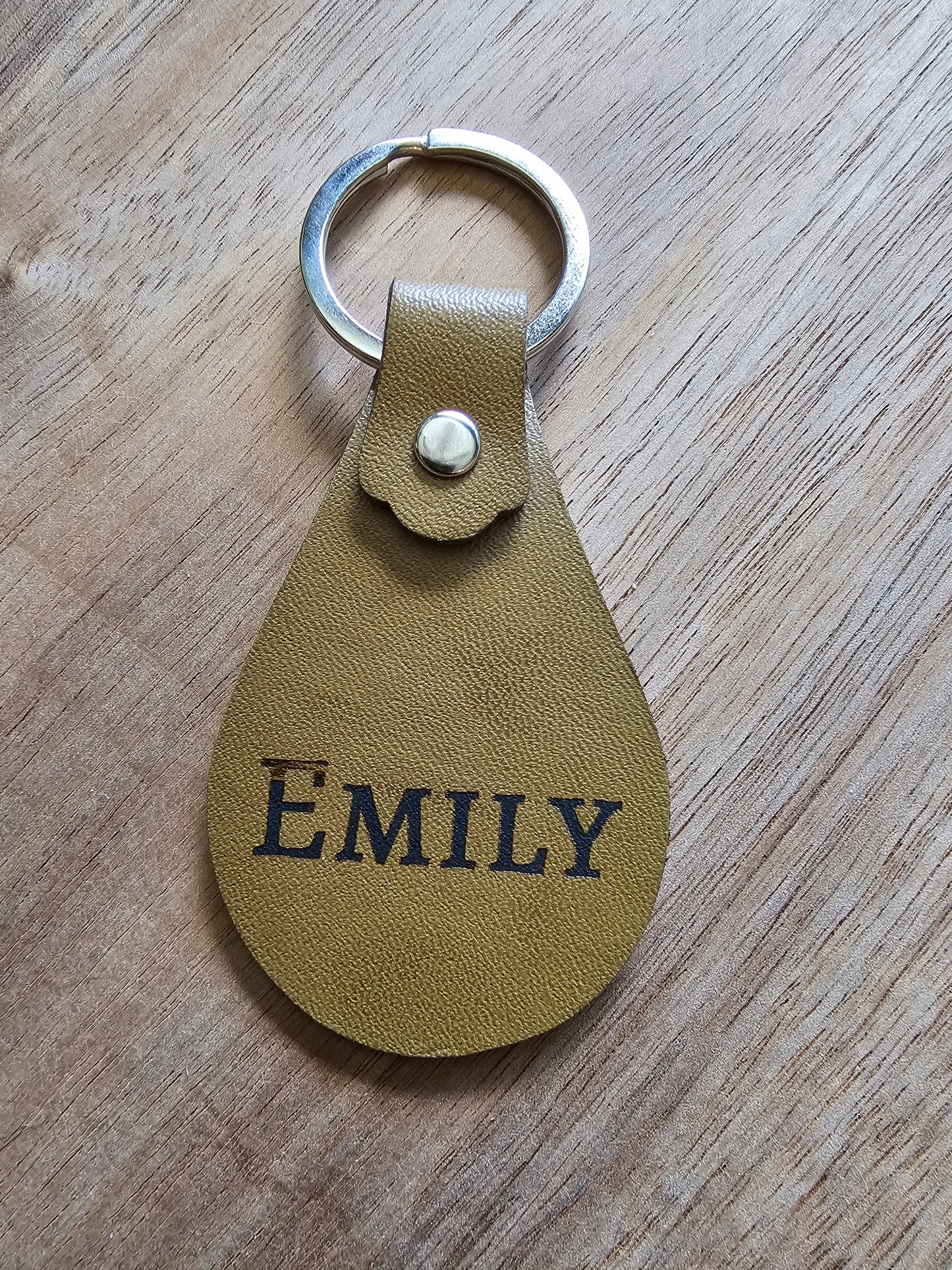 Leather Tear Drop Keychain with Laser Engraved Image