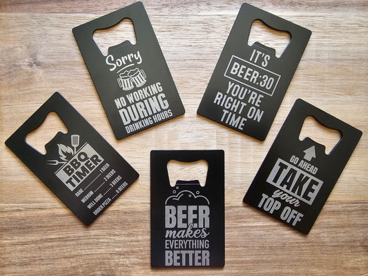 Credit Card Style Bottle Opener with Laser Engraved Image