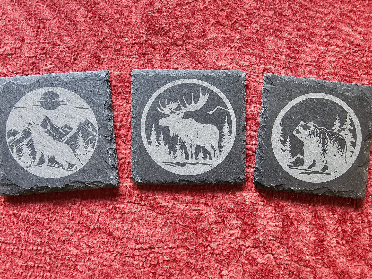 Set of 4 Slate Coasters with Your Choice of Engraved Images