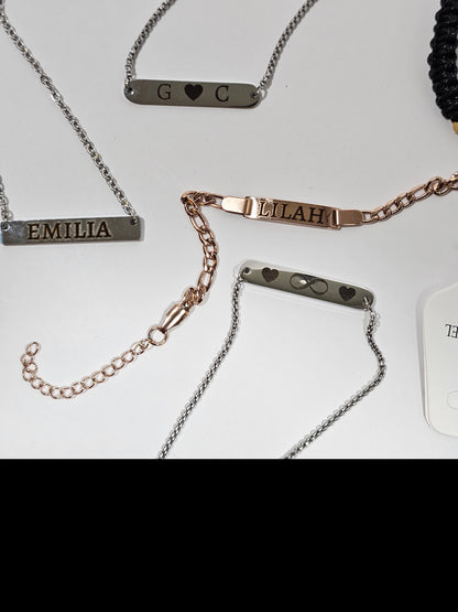 Adjustable Bracelets with Engravable Stainless Steel Tags