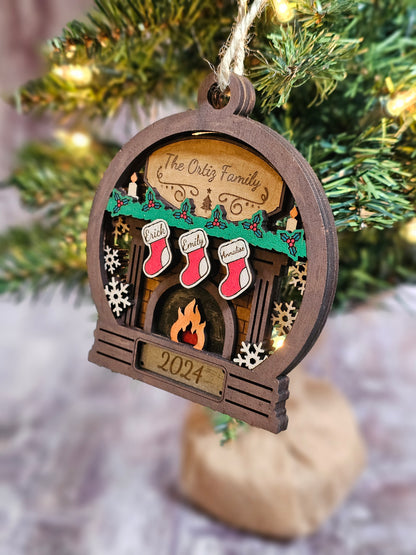 Personalized Fireplace Keepsake Family Ornament
