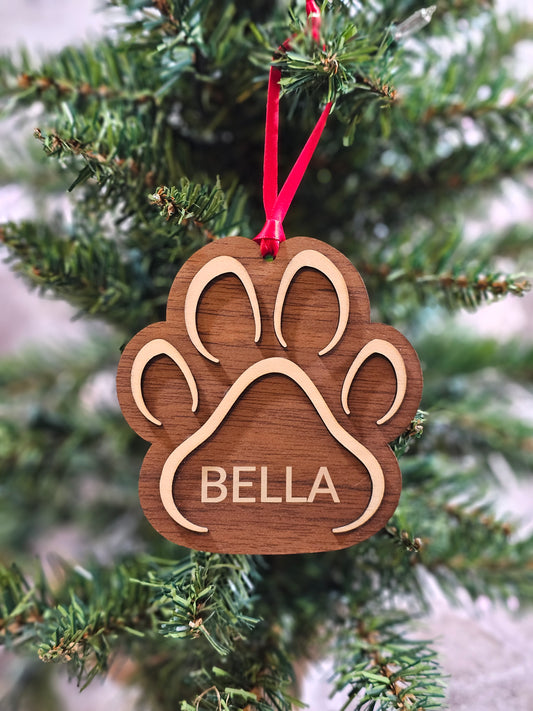 Personalized Wooden Dog and Cat Ornaments