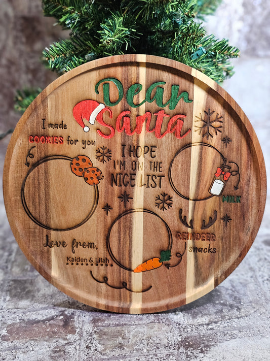 Round Christmas Serving Board - Milk and Cookies for Santa